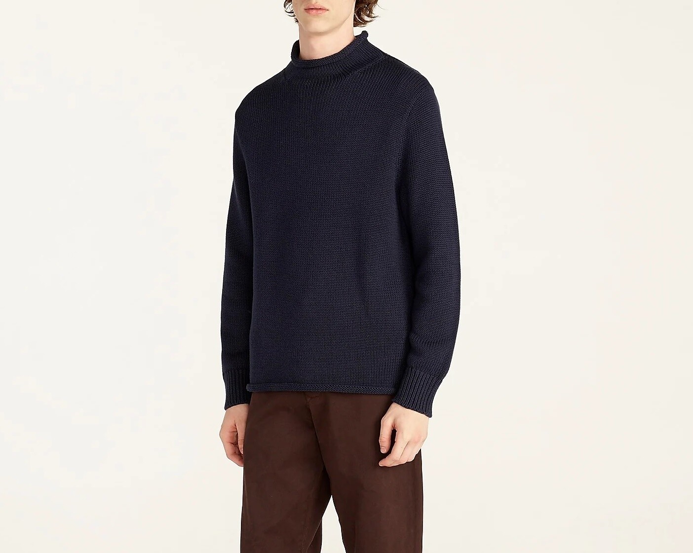 J.CREW sweater rollneck navy blue cotton chunky mock high fisherman’s roll neck