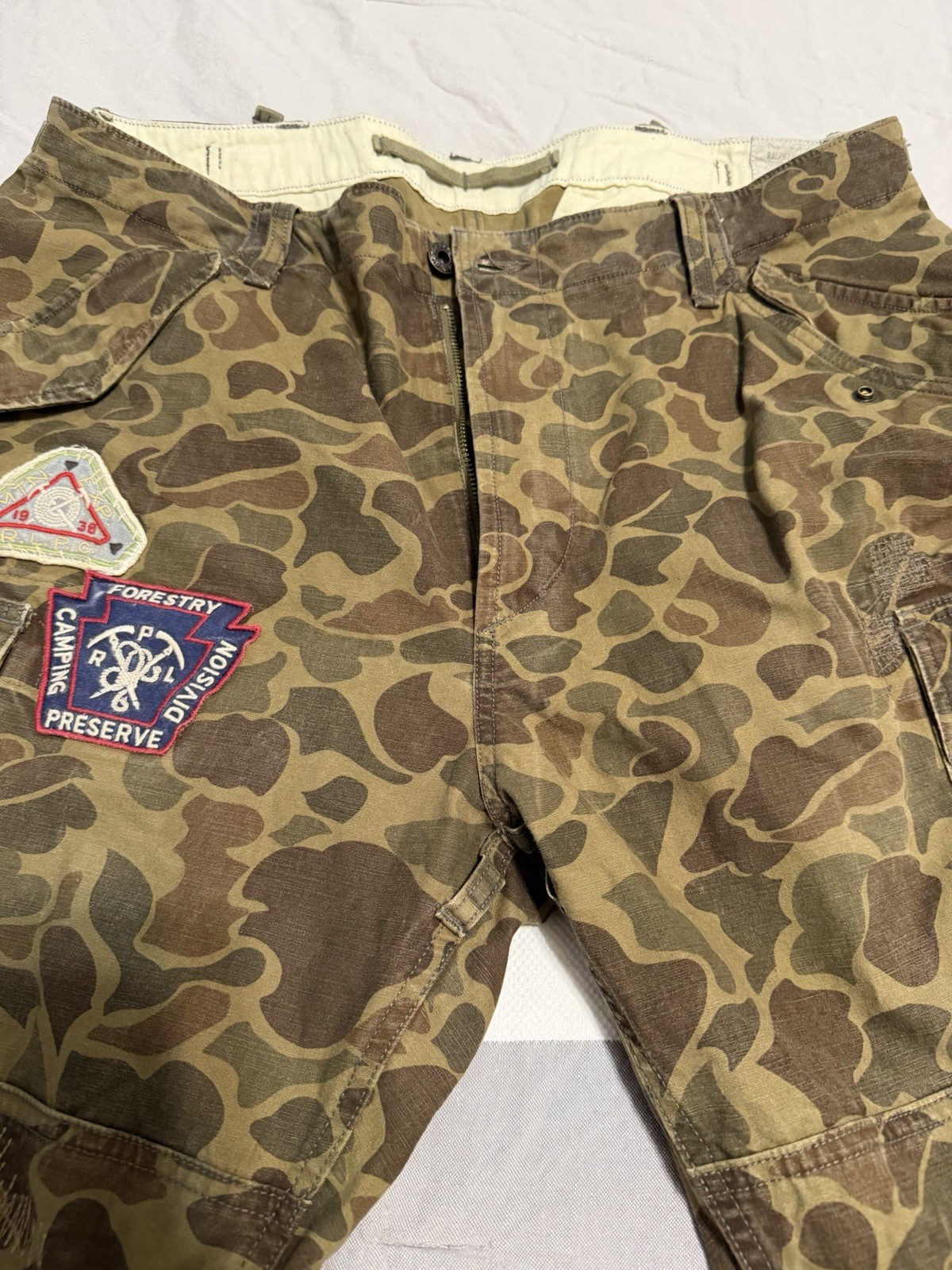 Polo Ralph Lauren Camo Cargo Pants 36×32 Mens Patchwork Utility Military Voyager