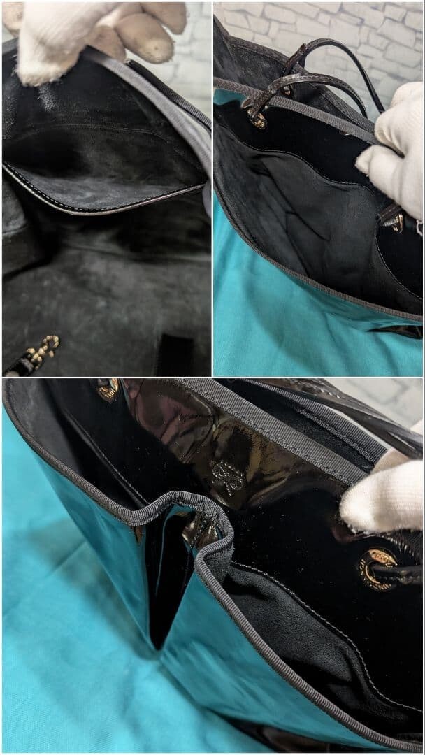 Anya Hindmarch Black Patent Leather Tote Bag Shoulder Work A4 Large 12.6in