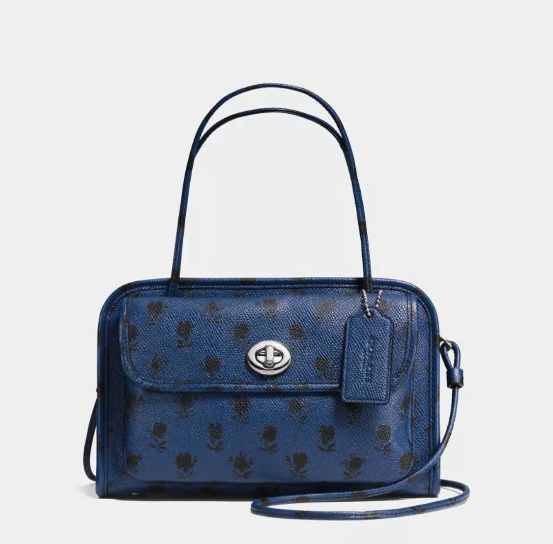 COACH CADY Crossbody Handbag in Printed Crossgrain Leather F34471 Blue Badlands