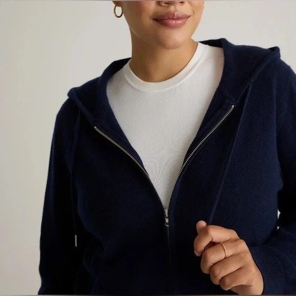 NWT Quince Mongolian Cashmere Full-Zip Hoodie Sweater