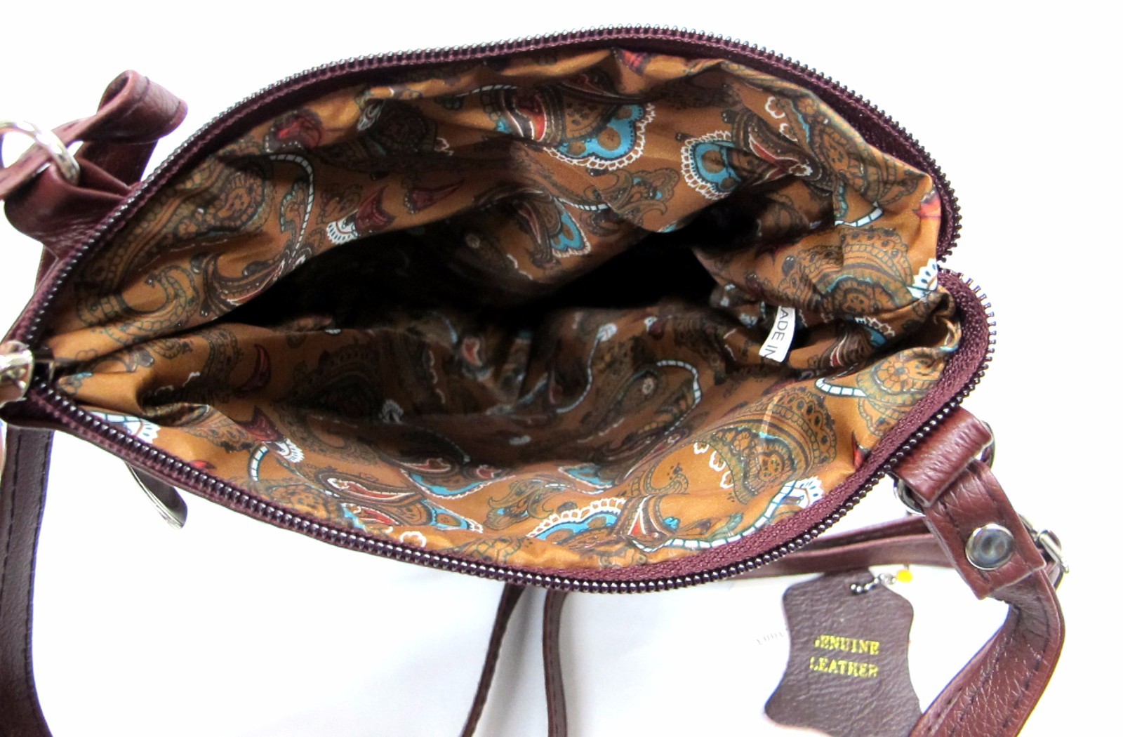 5 Zipper Pocket Genuine Leather Every Day Purse Shoulder Cross Body Slim 7 Color