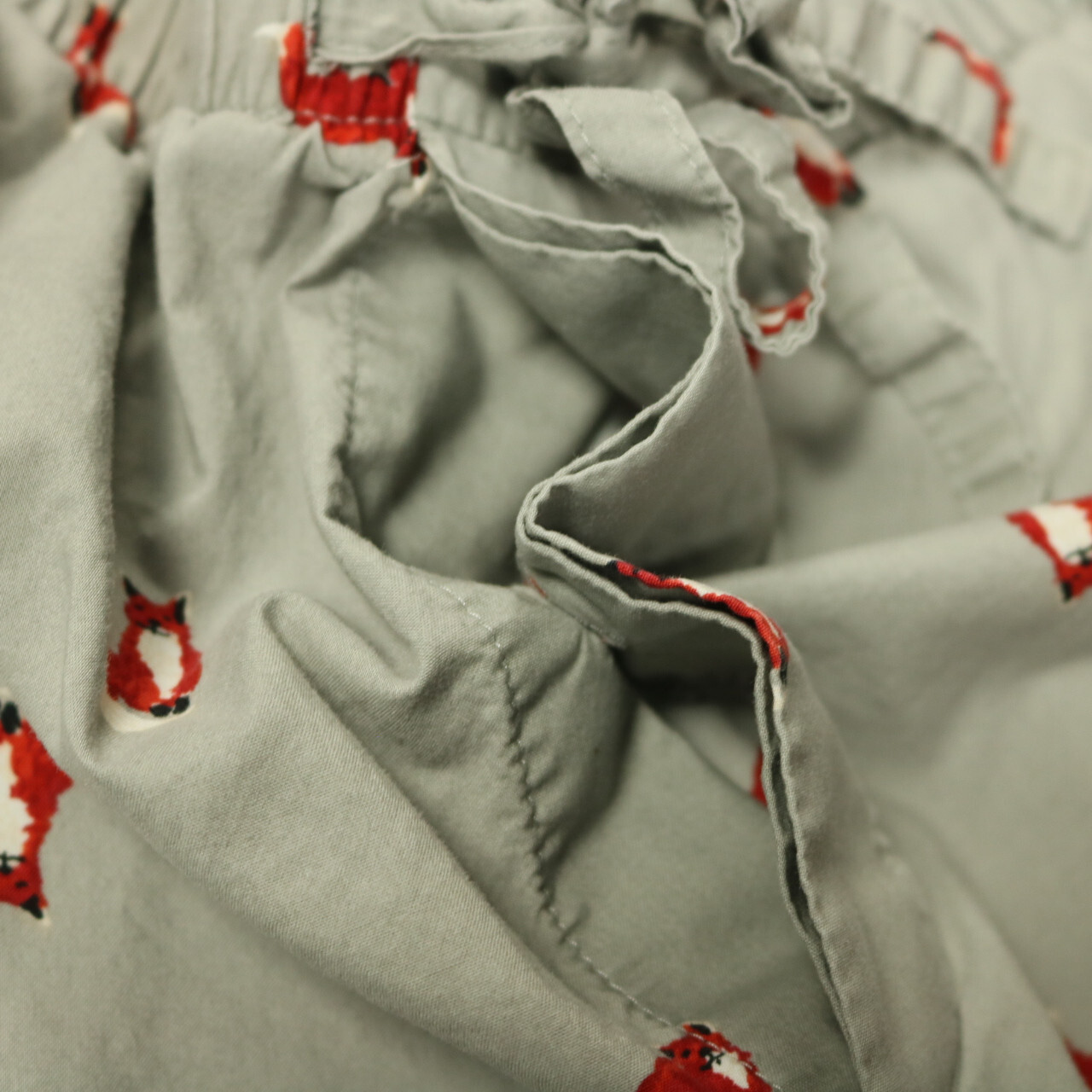 Lands End Foxes Pajama Pant Sleep Bottom Elastic Waist Button Fly Gray 2XL 44-46