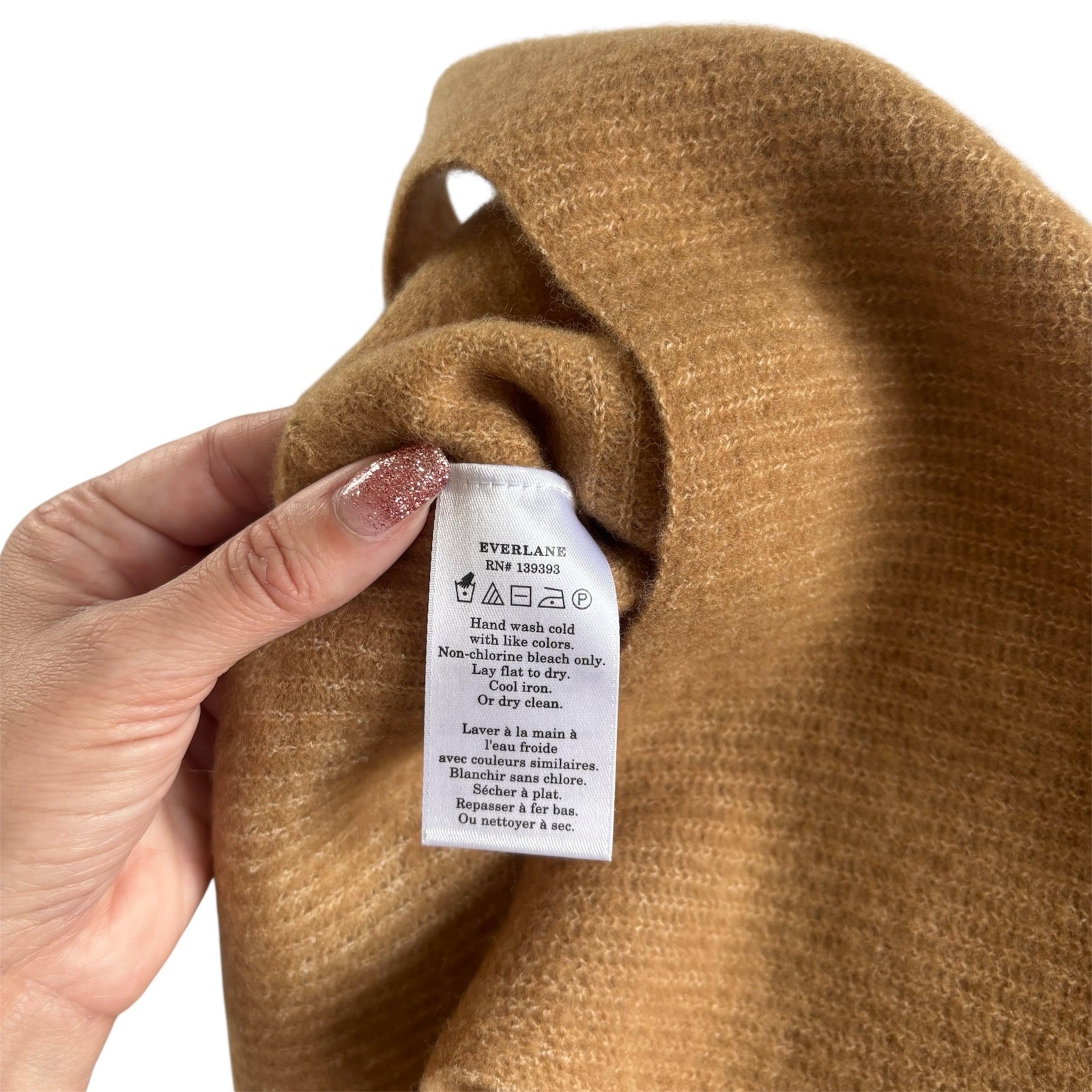 Everlane Camel Tan Knit Wool Blend Ribbed Cropped Tank Top Women’s Large NWT