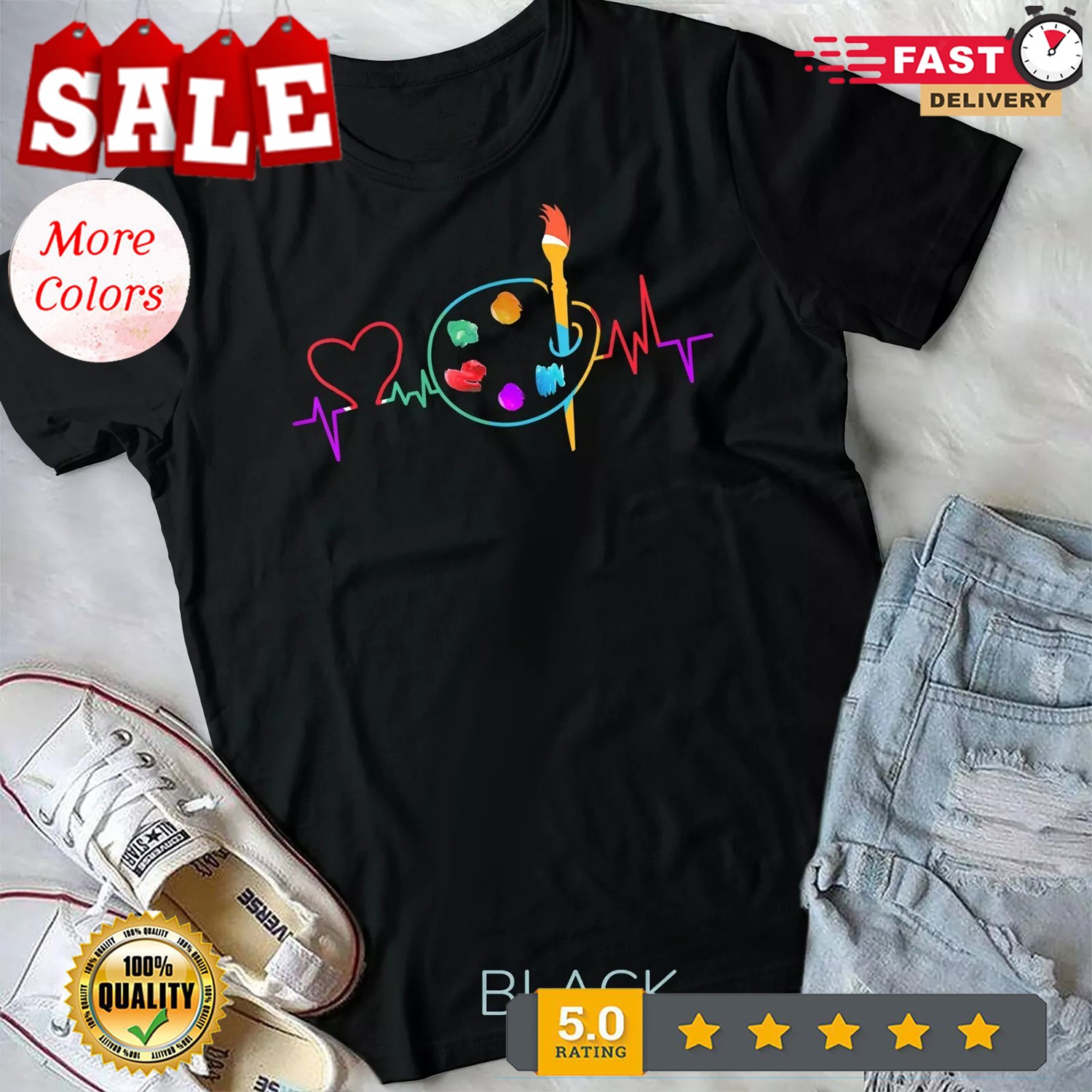 2025/Funny Paint Palette Brush Artist Painter Gift Kids Men Women Unisex T-shirt