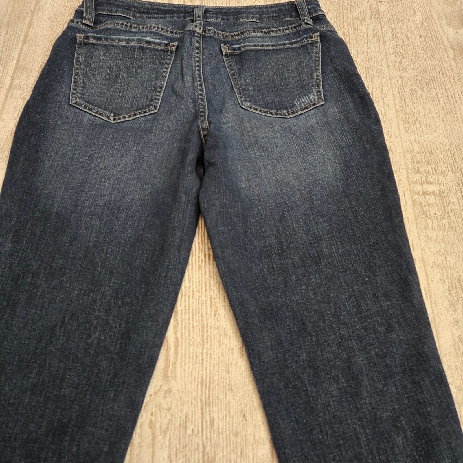 Riders by Lee Women Indigo Dark Wash Distressed Cuffed Straight Leg Jeans Sz 6M
