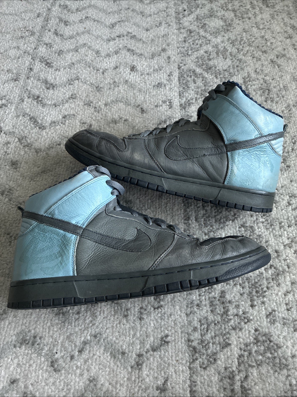 2006 Nike DUNK HIGH PREMIUM FLINT GREY MIDNT NAVY-UNI BLUE 314877-041 Black Five