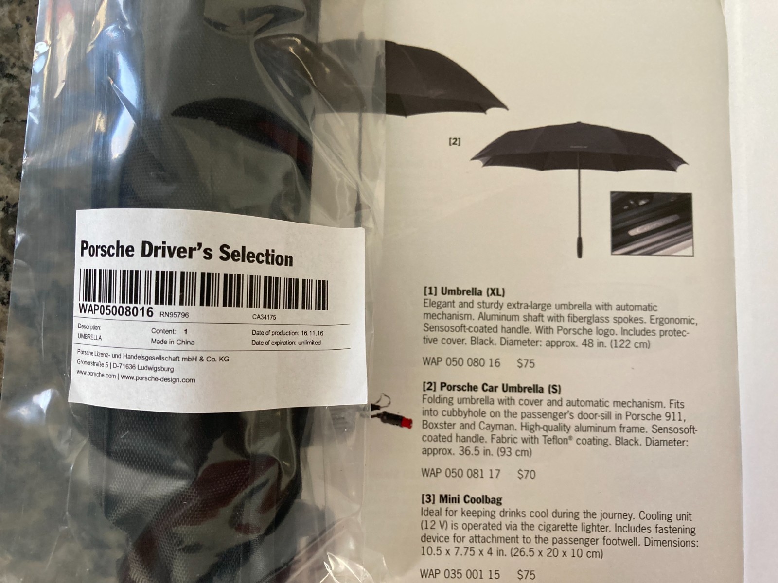 PORSCHE DESIGN 2007 DRIVERS SELECTION EXTRA LARGE (XL) UMBRELLA. UNUSED