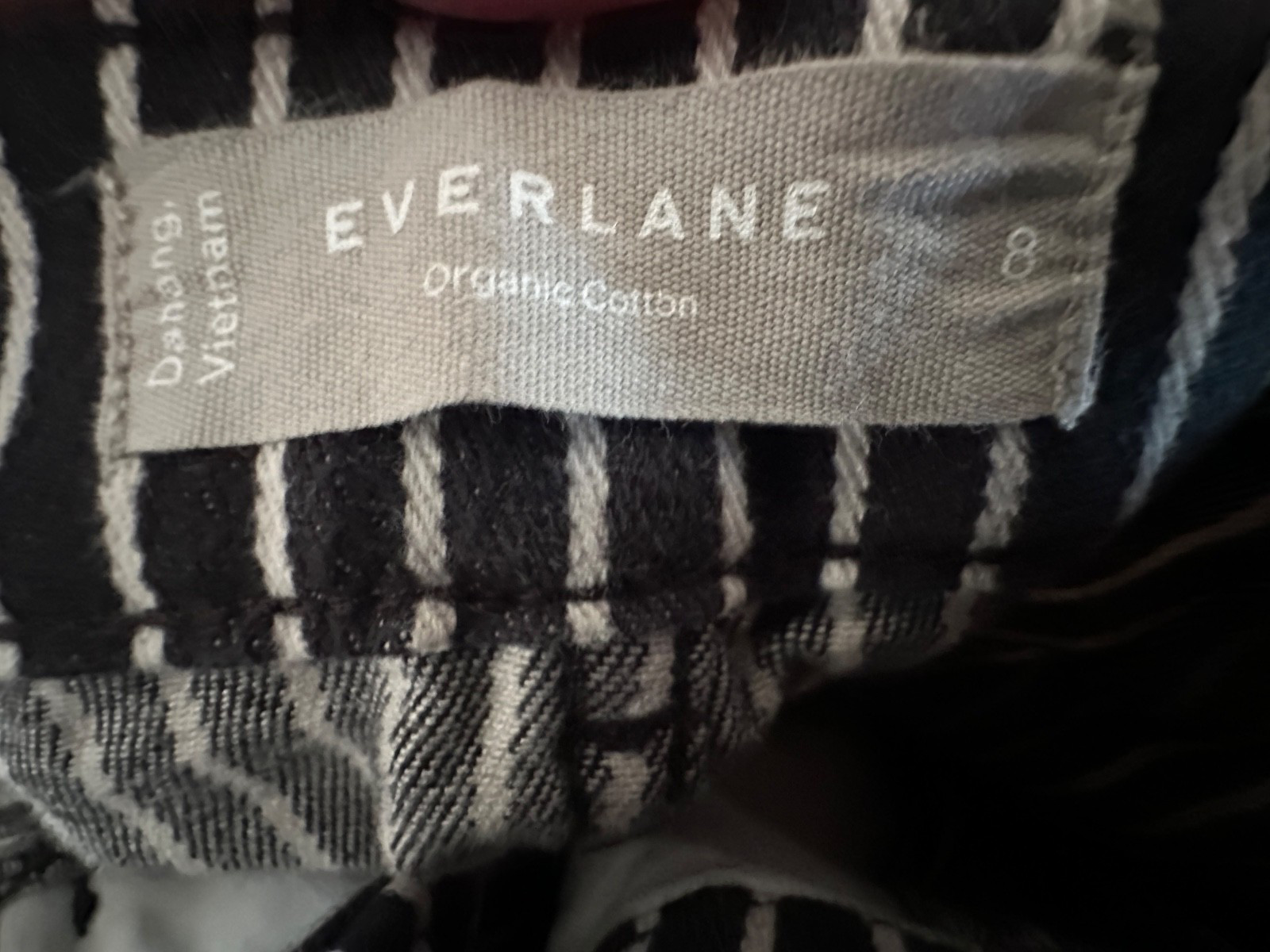 Everlane The Utility Barrel Pant Size 8 in Black Off-White Stripe