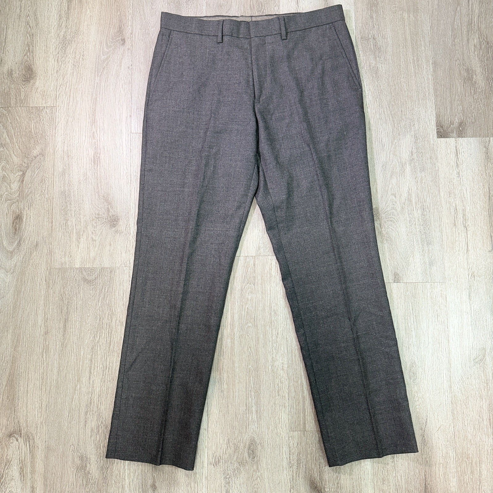 J. Crew Bowery Classic Fit Wool Charcoal Grey Herringbone Pants Men’s 34×32