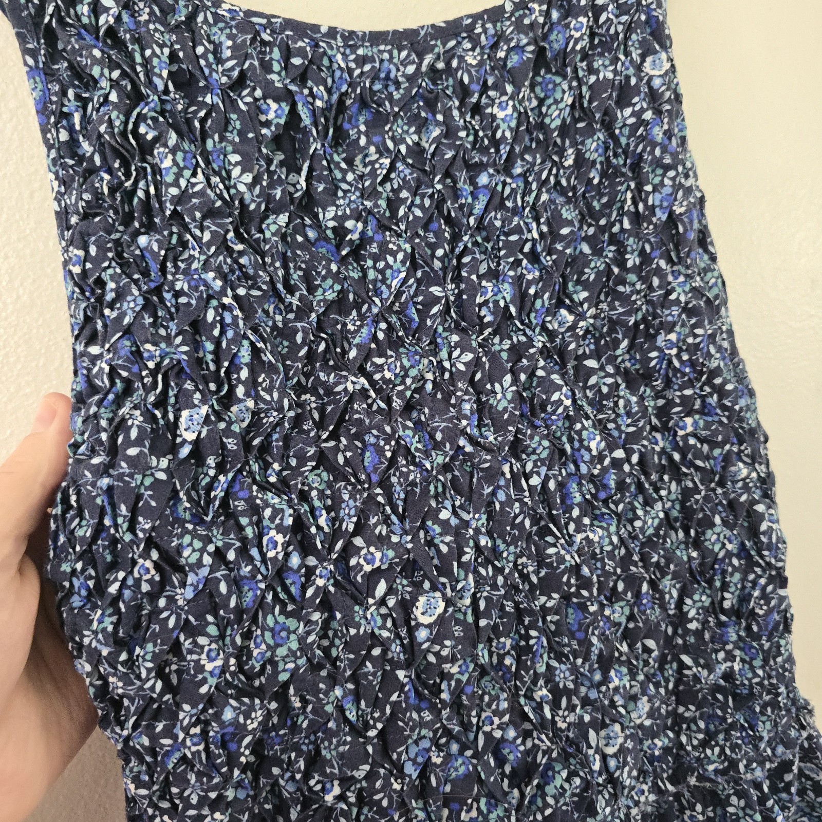 Free People Petunia Mini Dress Cross Back Smocked Blue Ditzy Floral Size S