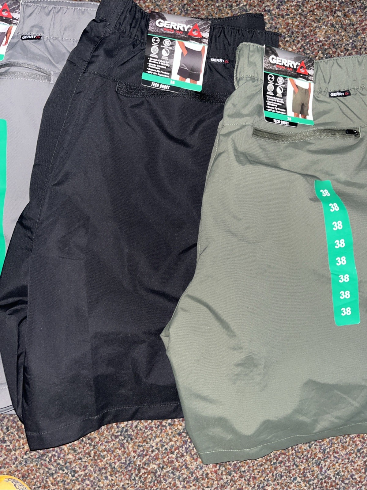 Gerry Men’s Tech Shorts Black Green Gray 1841021 VARIOUS SIZES PICK NWT
