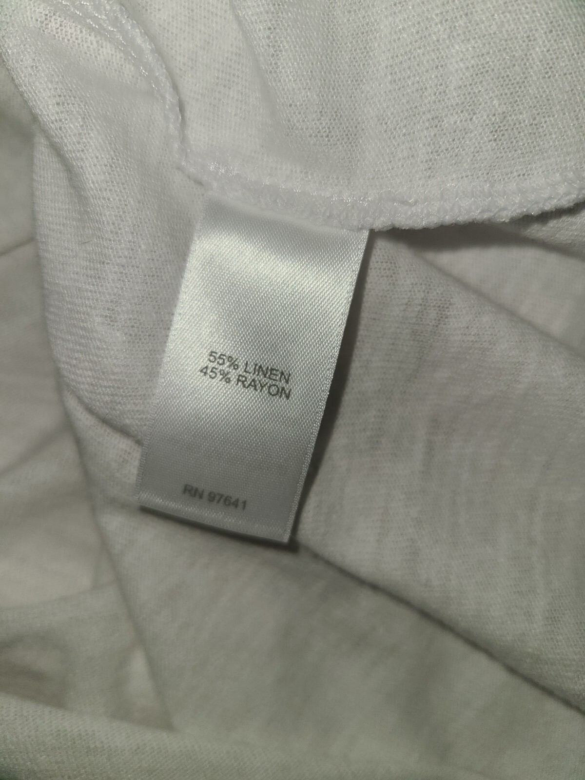 9027) NWOT J JILL petite small white linen blend knit top tee slit sleeve new PS