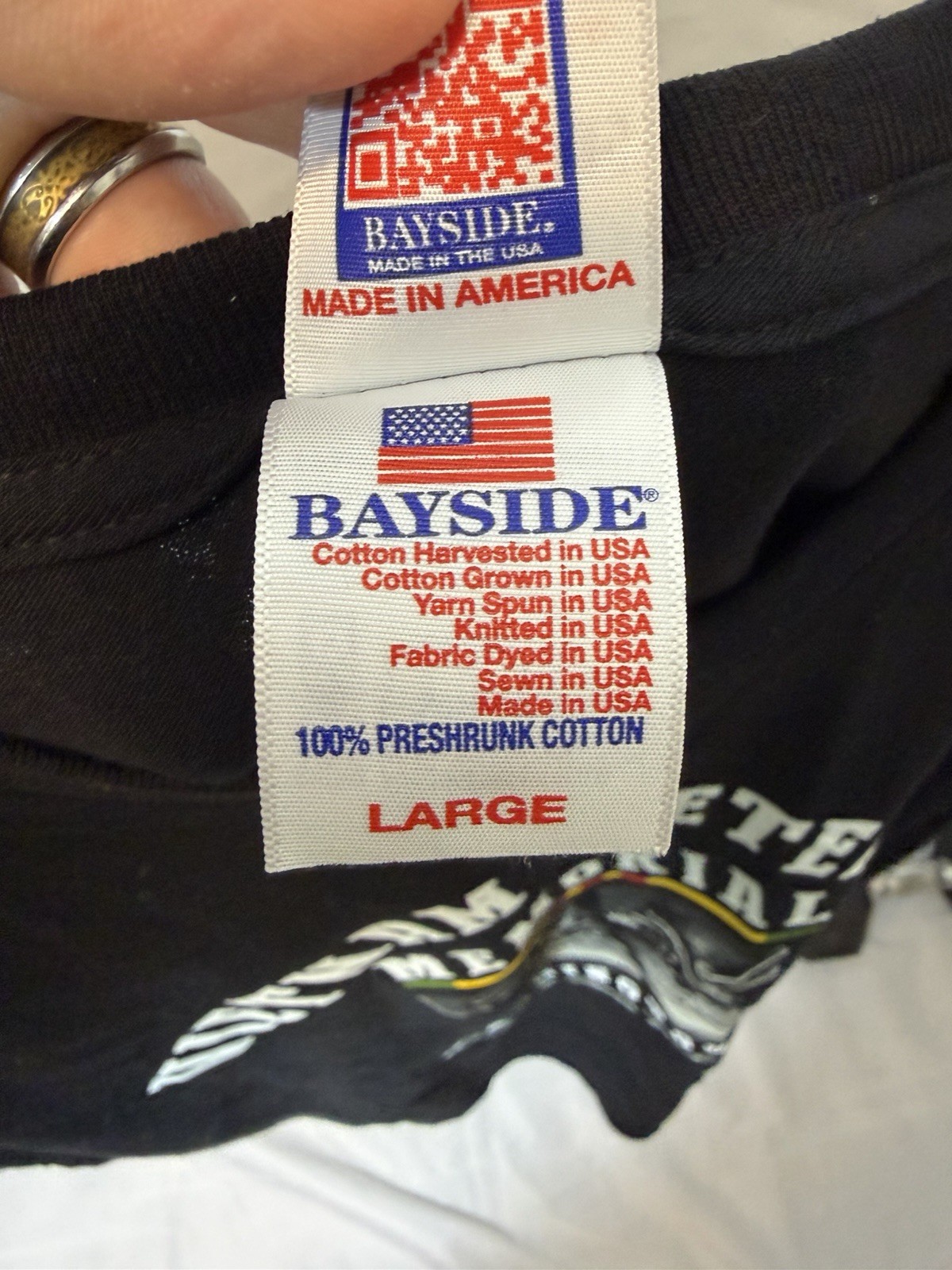 Bayside Black Men’s Washington DC Vietnam Veterans Memorial Society Tshirt L