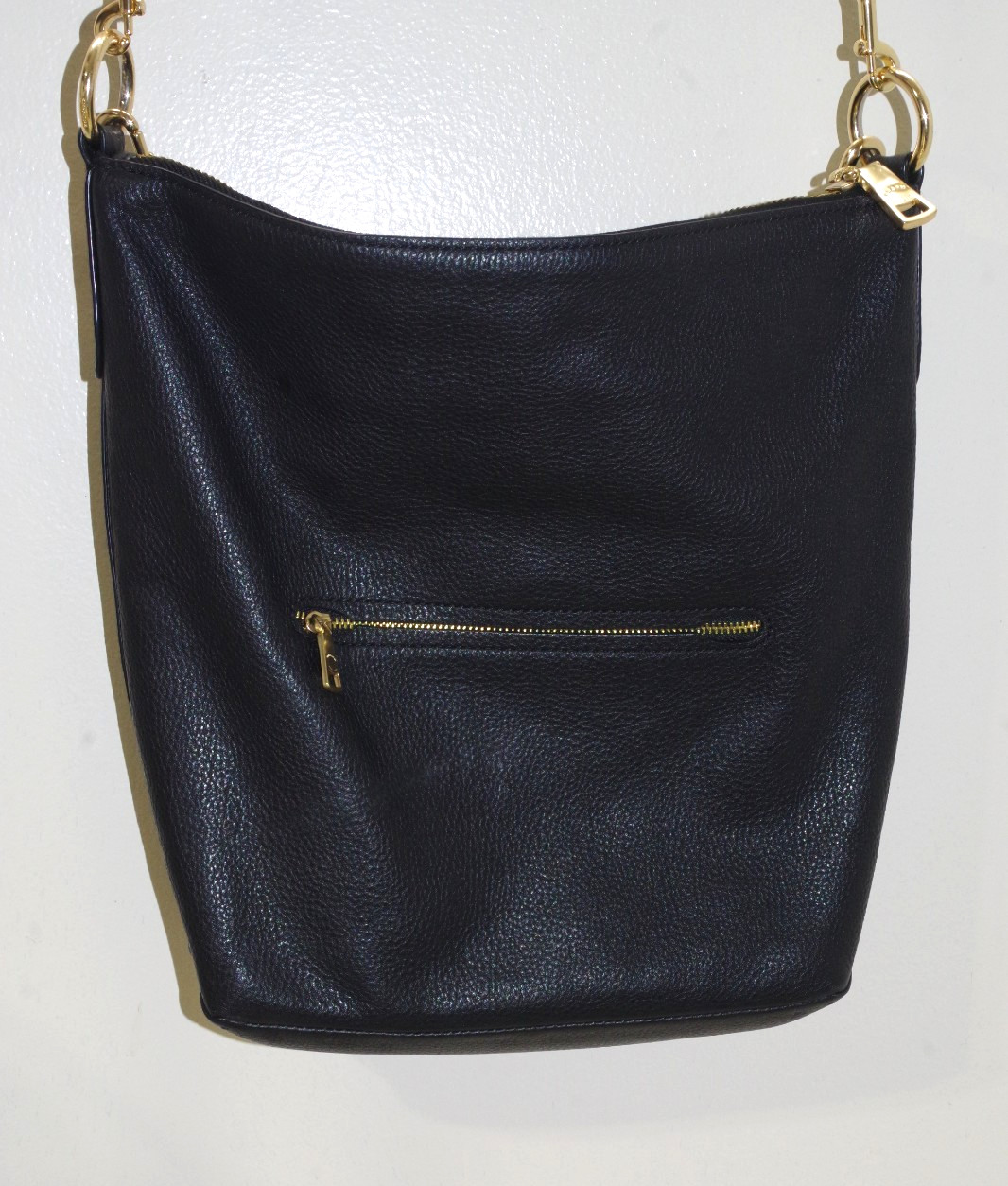 P3 COACH Bag Black Abby Duffle Pebbled Leather Gold Zip Black Double Straps