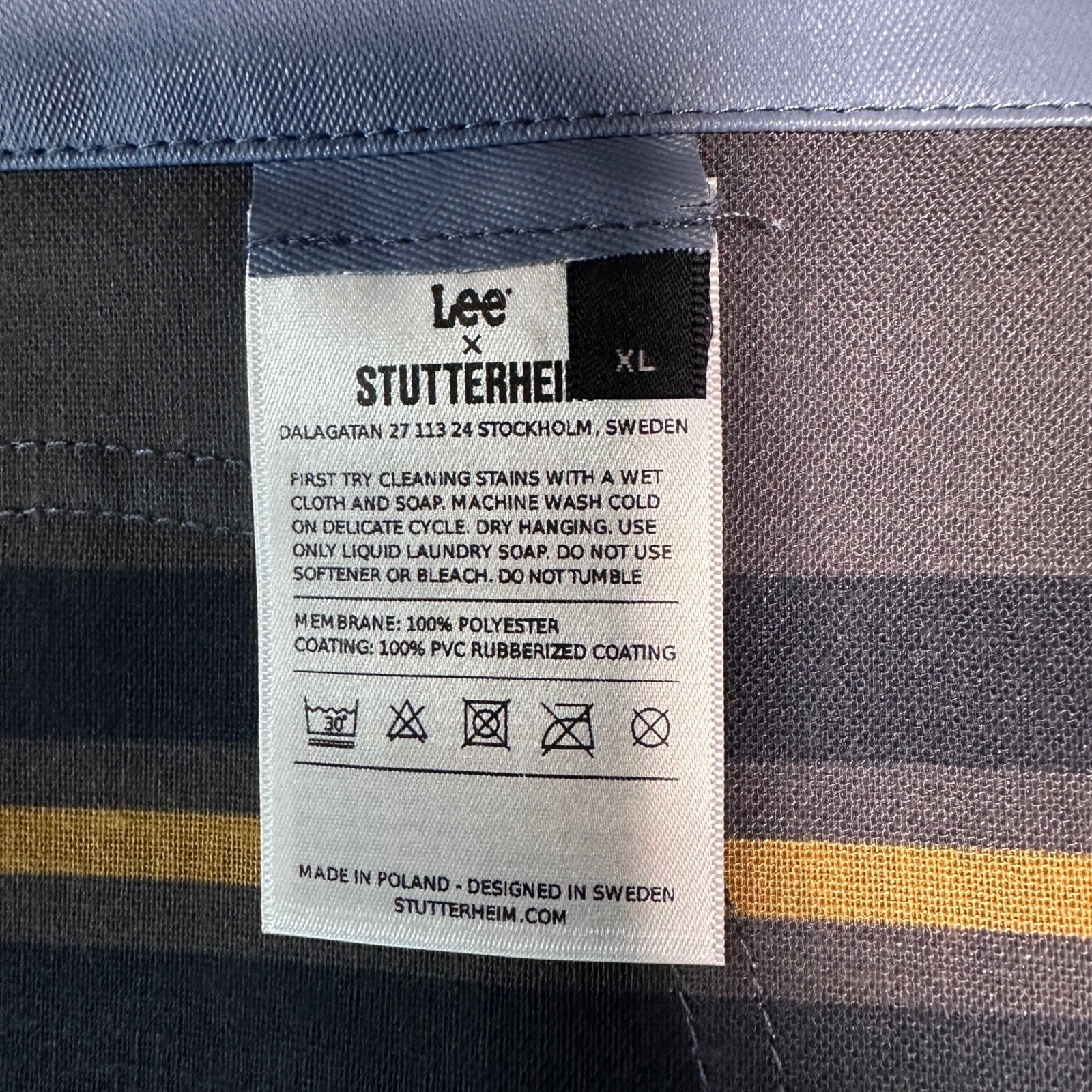 NWT Lee x Stutterheim Trench Coat Ash Blue Rubberized Rain Jacket Hooded Size XL