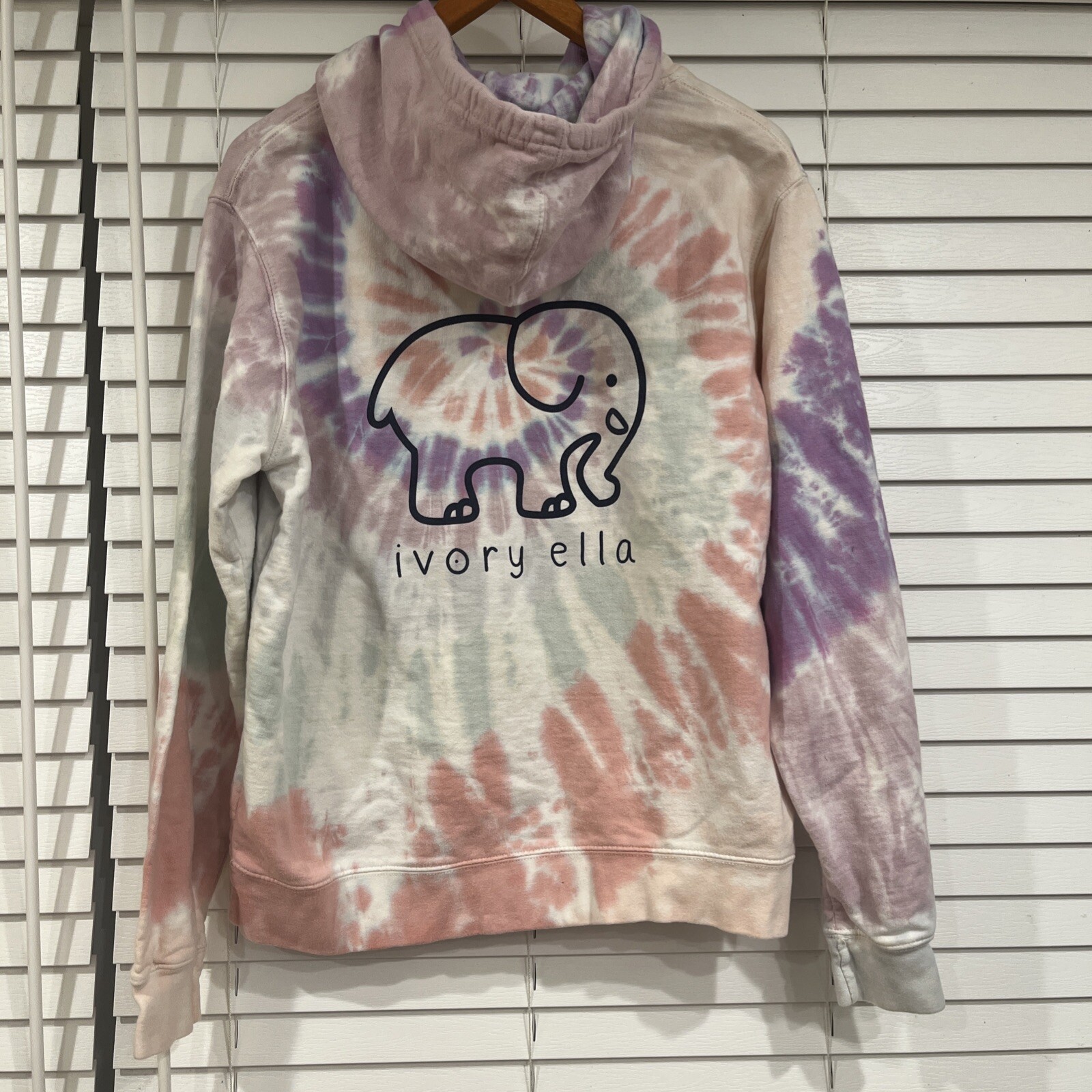 Ivory Ella Tie Dye Hoodie Sweatshirt Size Large Purple /white/pink/blue