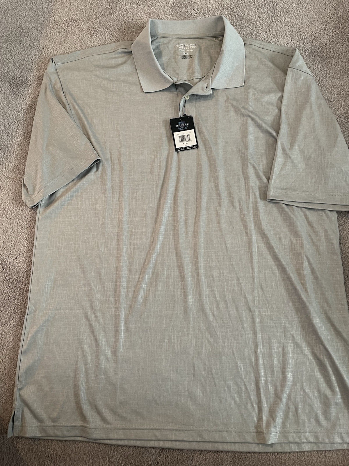 Oxford America Veri Cool Men’s XXXL Polo Shirt Gray Solid Button Collared