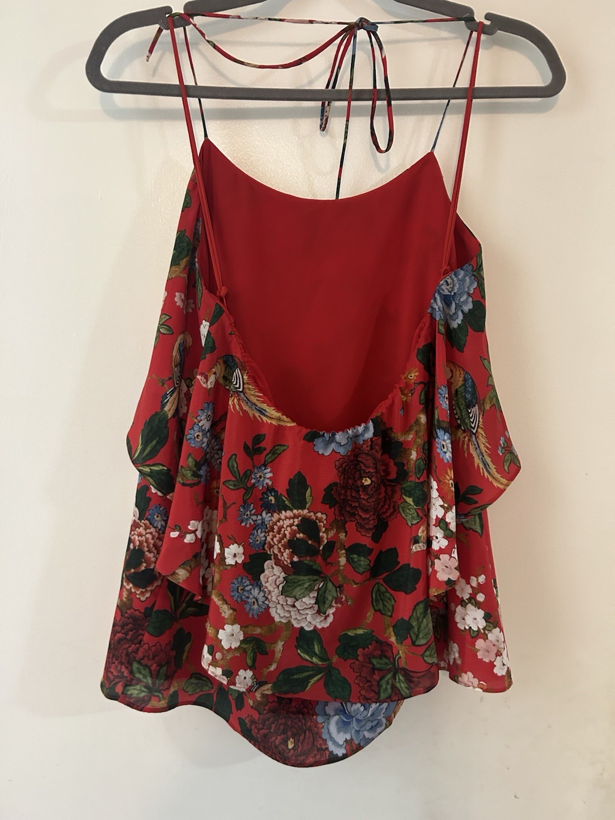 Alice + Olivia Red Floral Silk Layered Spaghetti Strap Cami Tank Top M read
