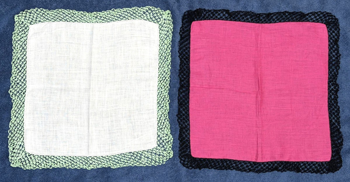 16 Crochet Tatted Lace Trim Hankies Vintage Lot Variety