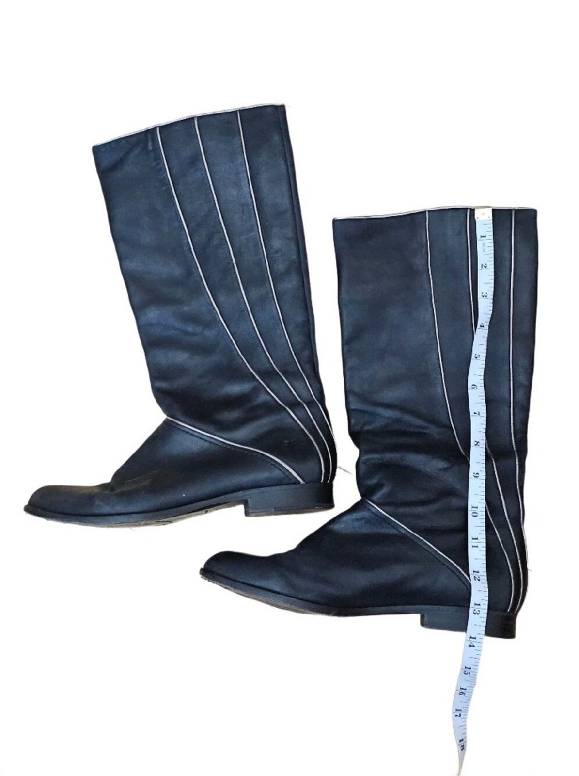Frye Cindy Piping Boot Black Size 6M Leather Tall Equestrian