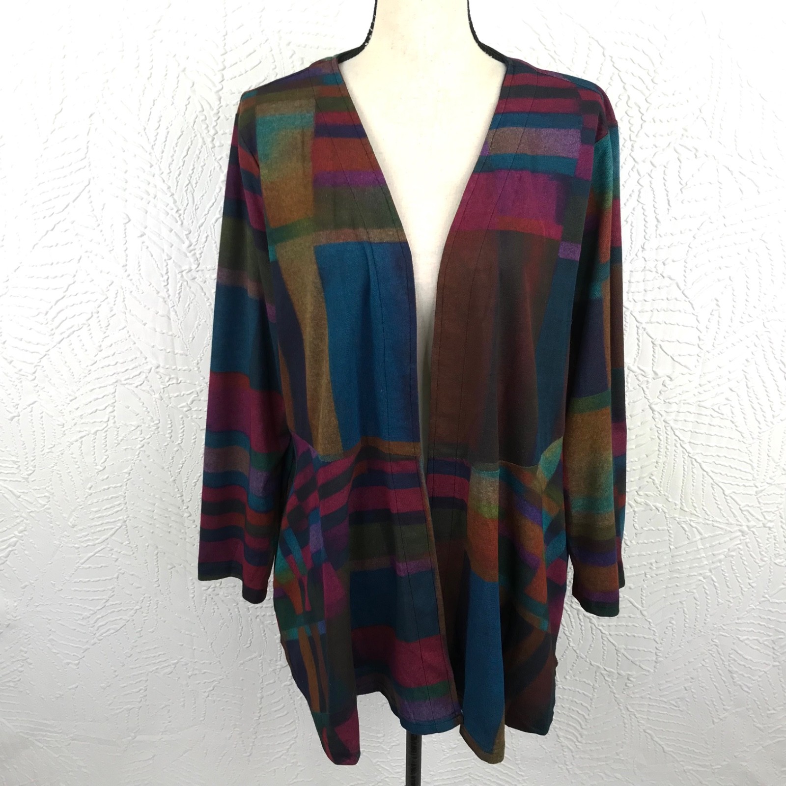 Parsley & Sage Peplum Swing Petalura Cardigan XL Colorful JewelTone Stretch