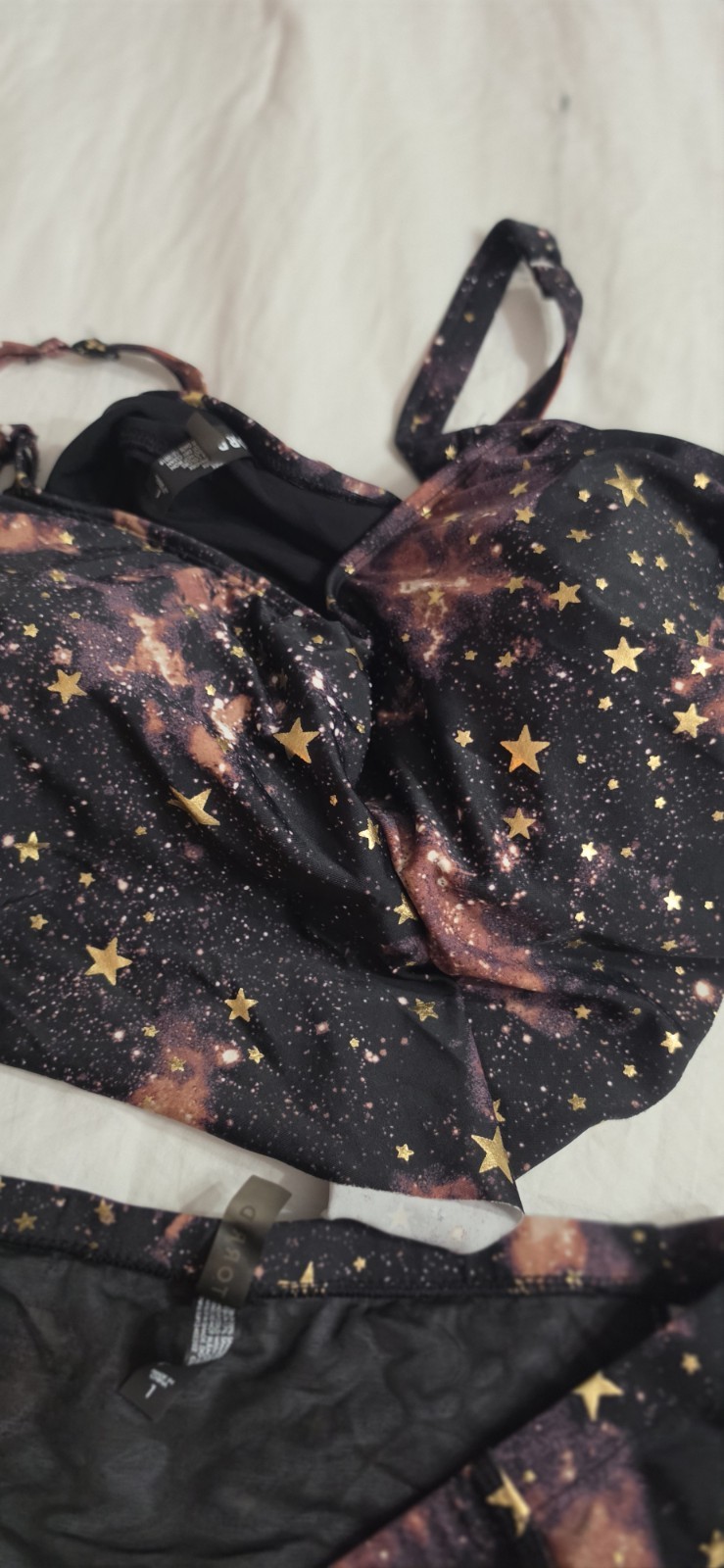 Torrid Galaxy Star Print Two Piece Swim Set Rash Guard & High Waist Size 1