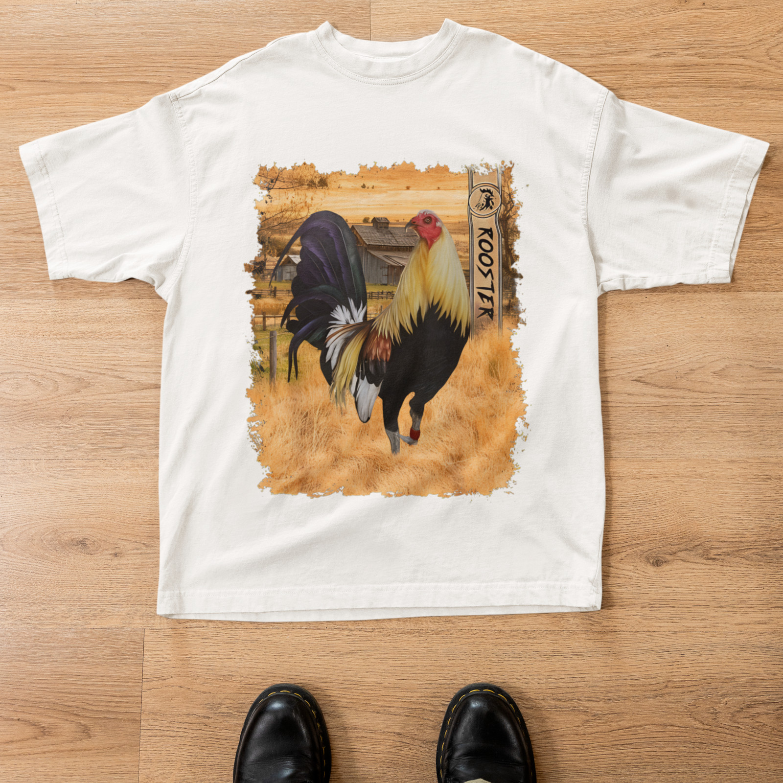 Rooster Farmhouse Chicken Graphic T Shirt Country Farm Animal Tee