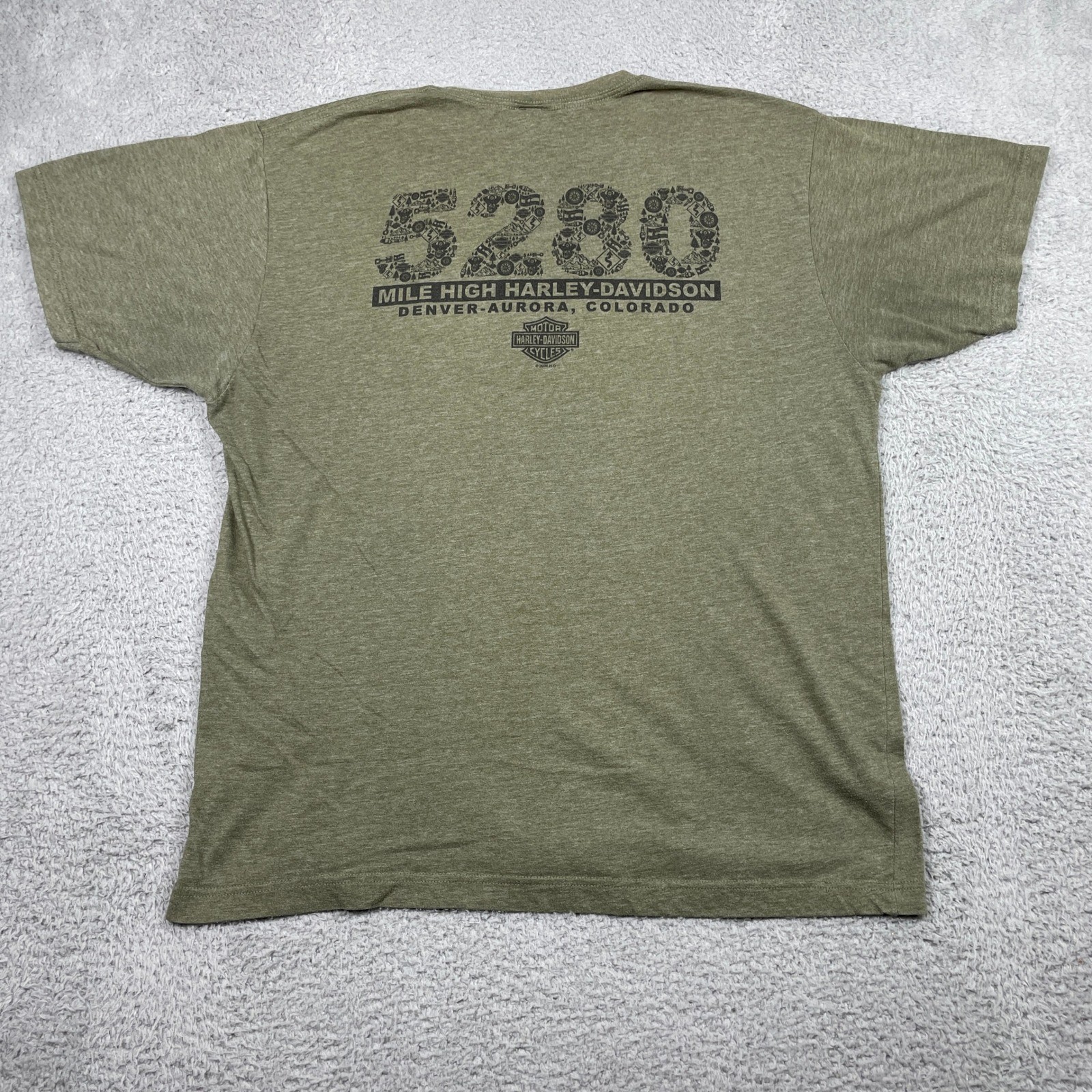 Harley-Davidson Mile High T-Shirt Mens XL (No Tag) Green Denver Aurora 5280 Tee