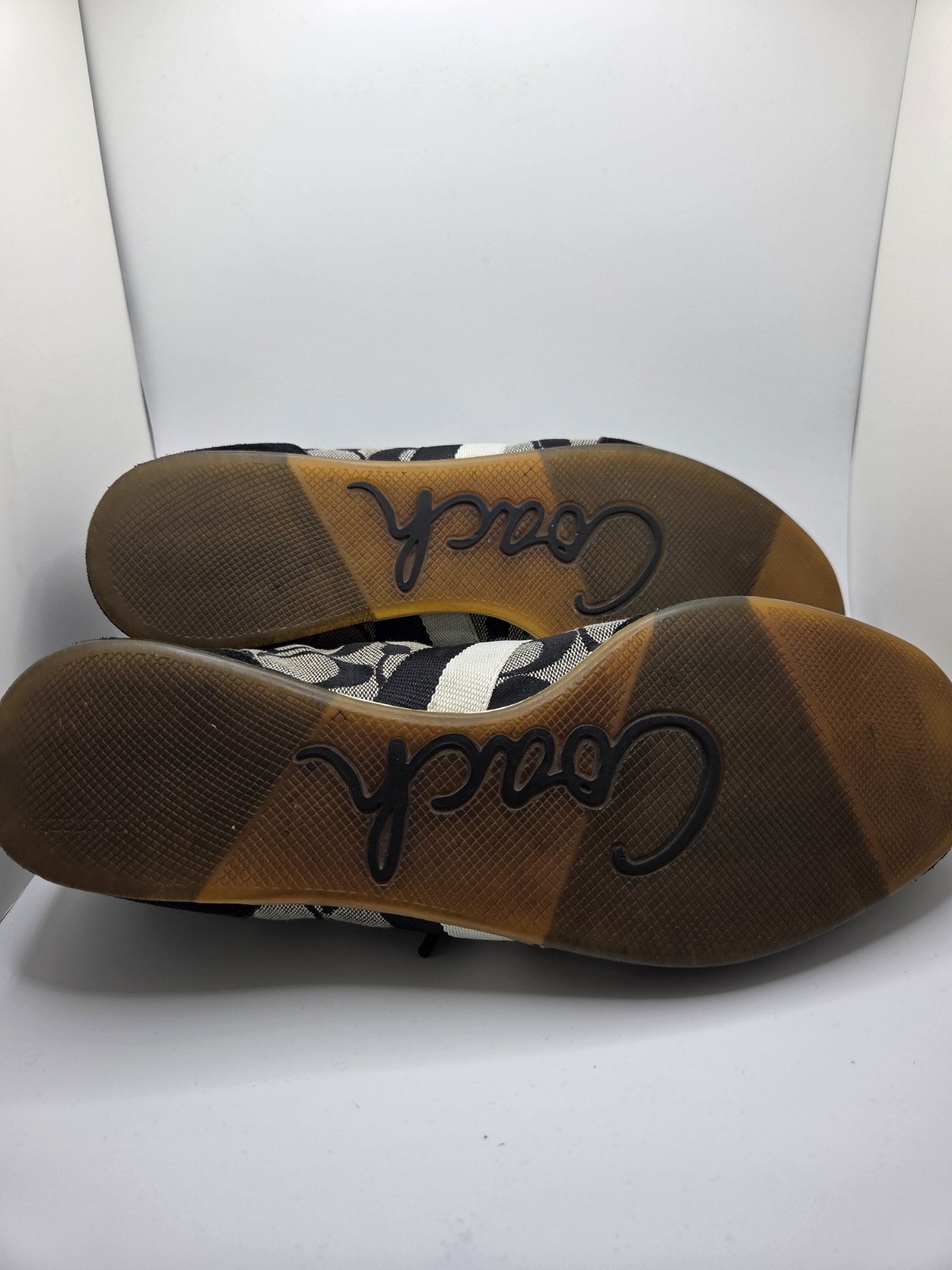 Y2K Coach Joss Sig. Monogram Canvas/Suede Sneakers Black/Gray Q293 Women’s 8.5