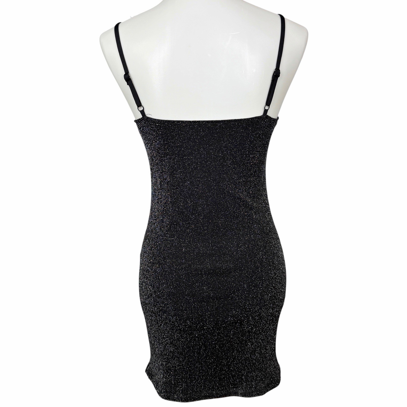 Klassy Network Slip Dress Sz Medium Black Sparkle Fairy Goth Bodycon Mini Party