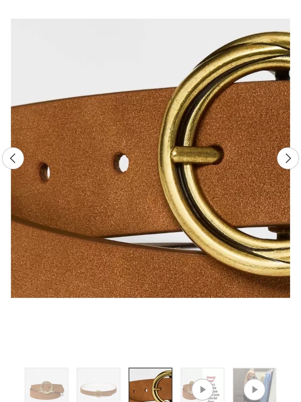 Universal Thread Tan Suede Belt with Gold Circular Buckle