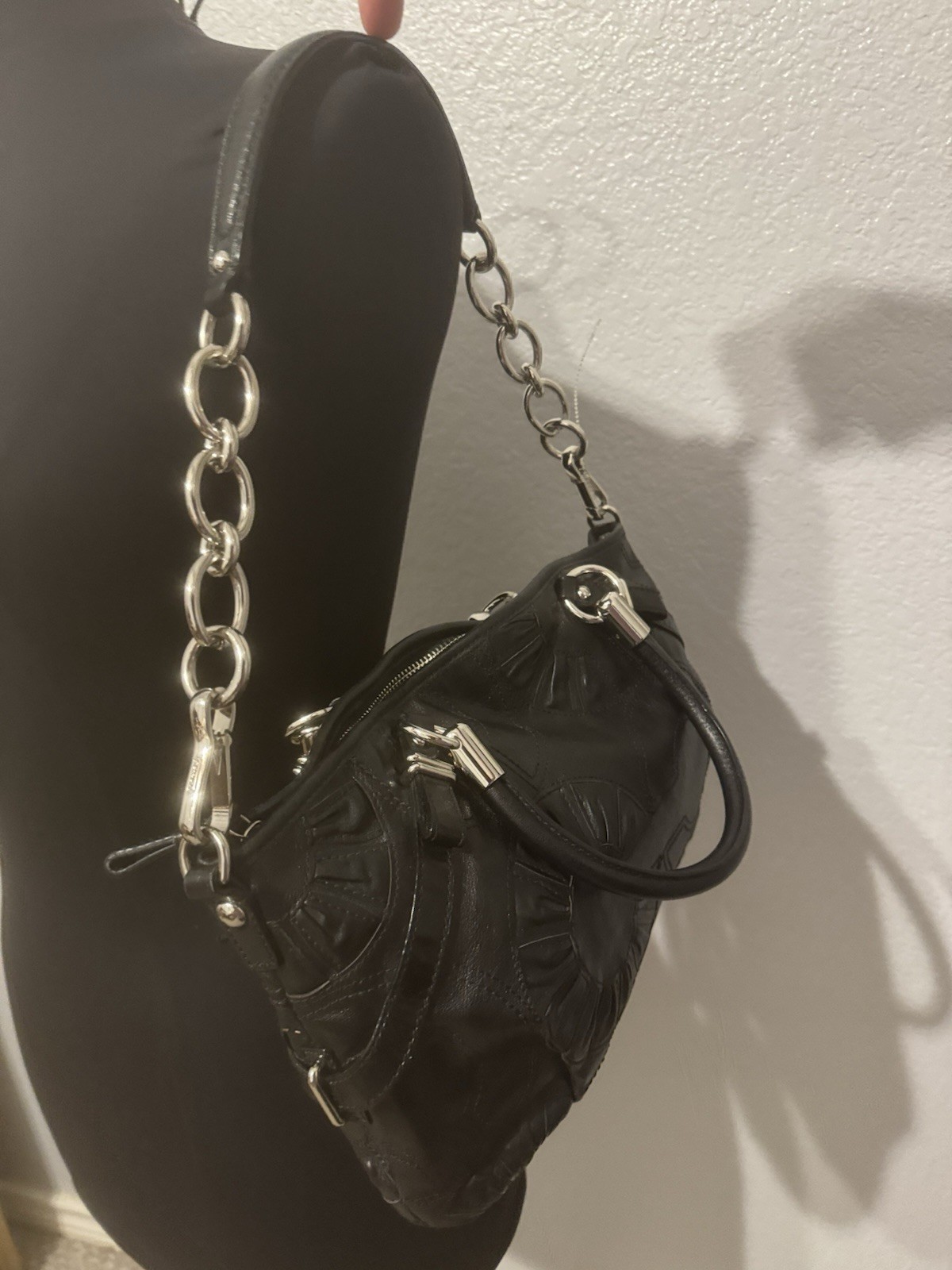 Coach Madison Embellished Leather Sophia Black Satchel Bag 16356