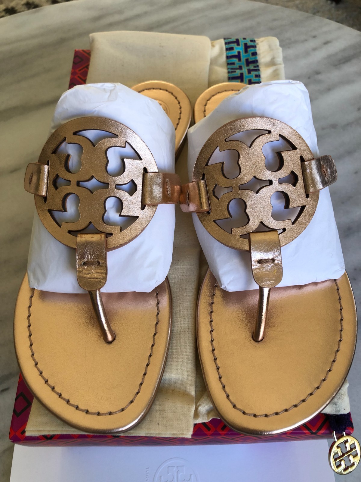 Tory Burch Miller Sandals -metallic rose gold – US size 6.5
