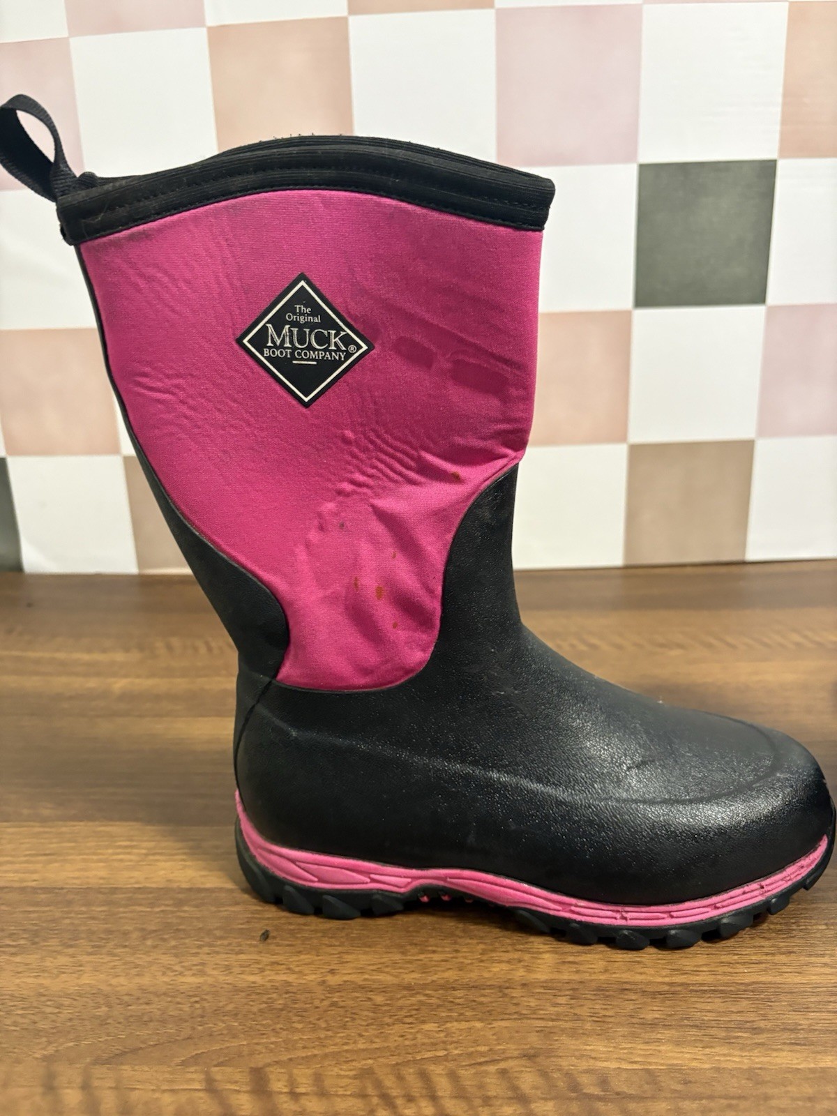 Muck Boot Company Kids Waterproof Boots Black Pink Size 6 Rubber Neoprene