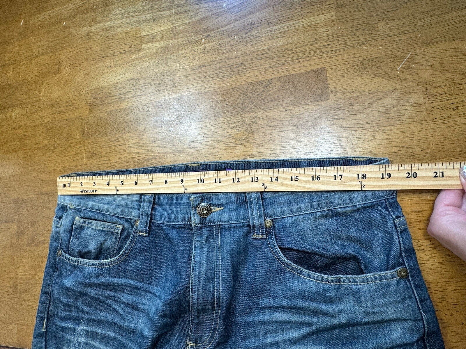 Grindhouse Bleach Washed Jeans Unique Design Mens Size 38×32 Slim Straight Fit
