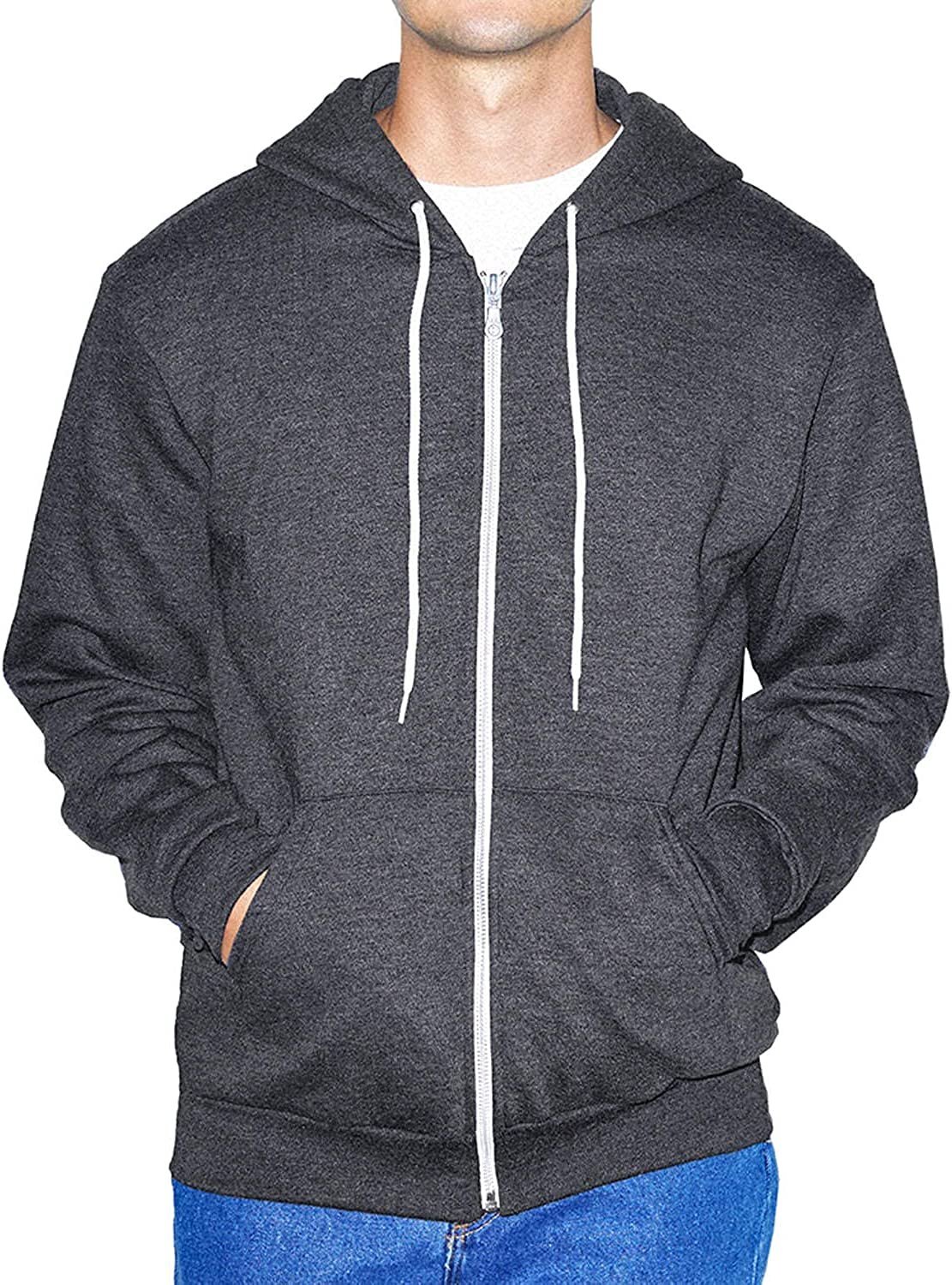 American Apparel Men’s Zip Hoodie Sweatshirt Flex Fleece Long Sleeve