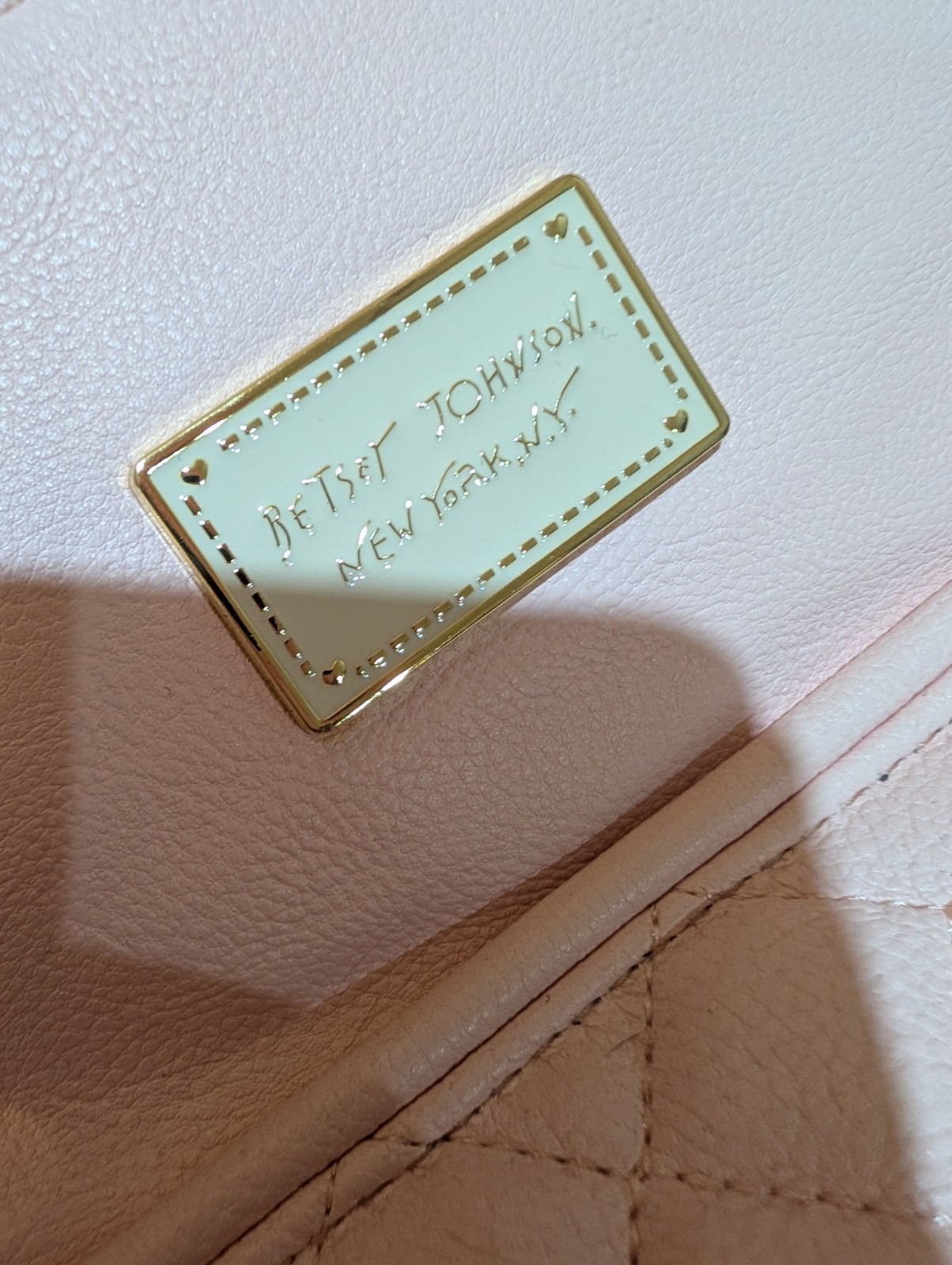 Betsey Johnson Pink Quilted Satchel Top Handle Bag Tassel Charm Zip Crossbody