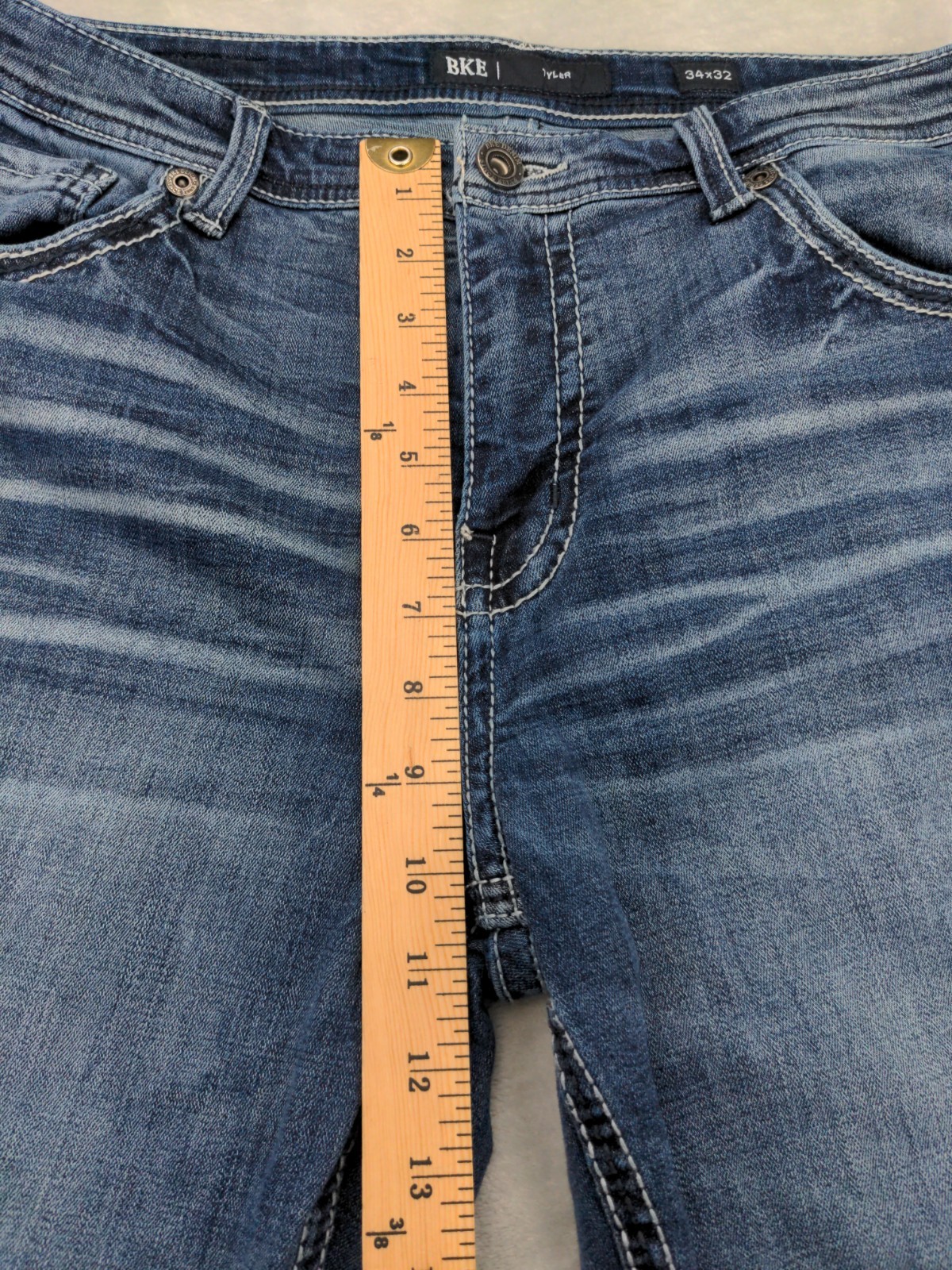 Buckle BKE Tyler Jeans Men 34×32 Bootcut Whisker Stretch Cowboy Denim