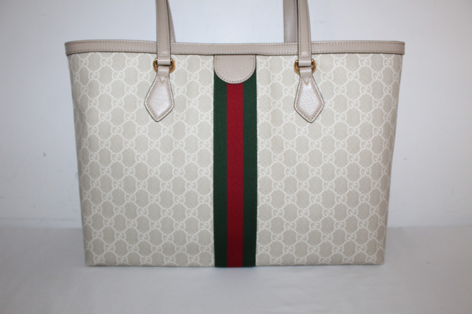 NWT Gucci GG Supreme Monogram Web Ophidia Shopping Tote Shoulder Bag 631685