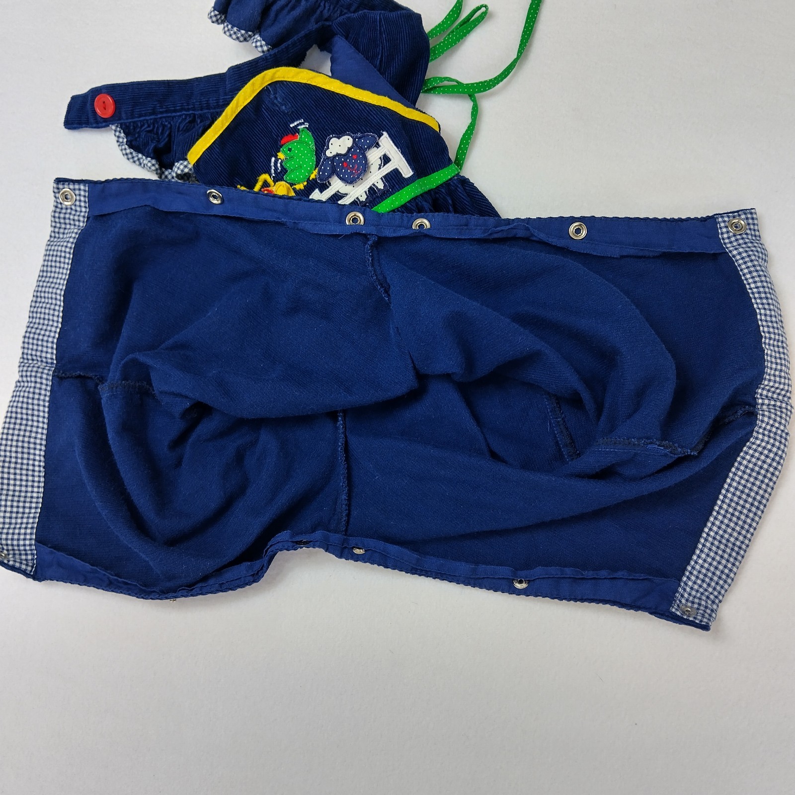 Vintage Overalls Blue Corduroy -12 Months- Snap Legs Farm Animals