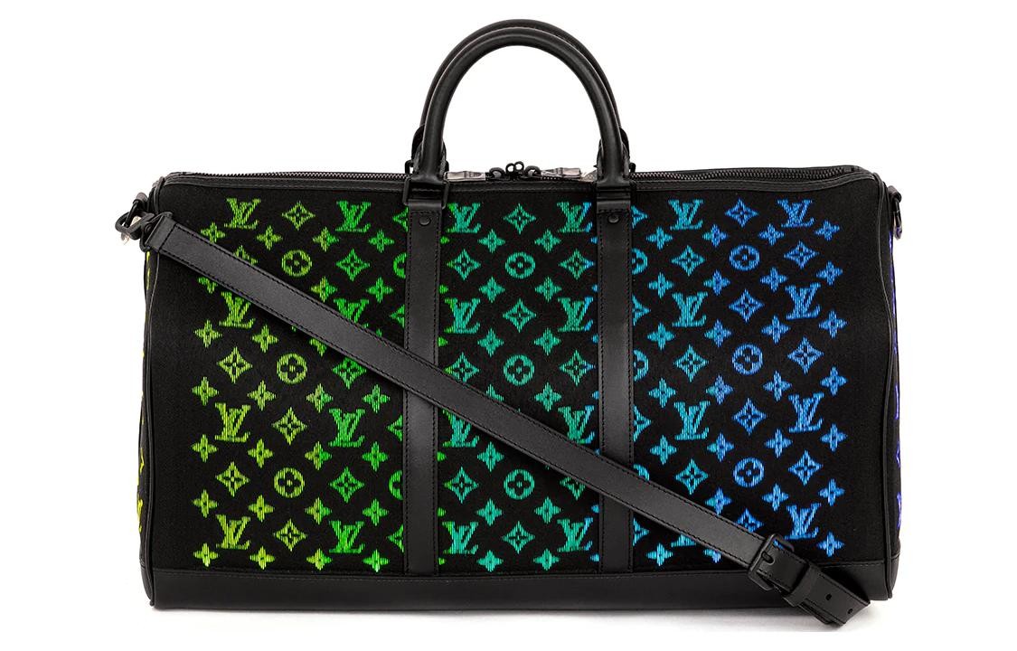 LOUIS VUITTON Keepall Led Monogram 50 Black 19.7 x 9.1 x 11.4 in