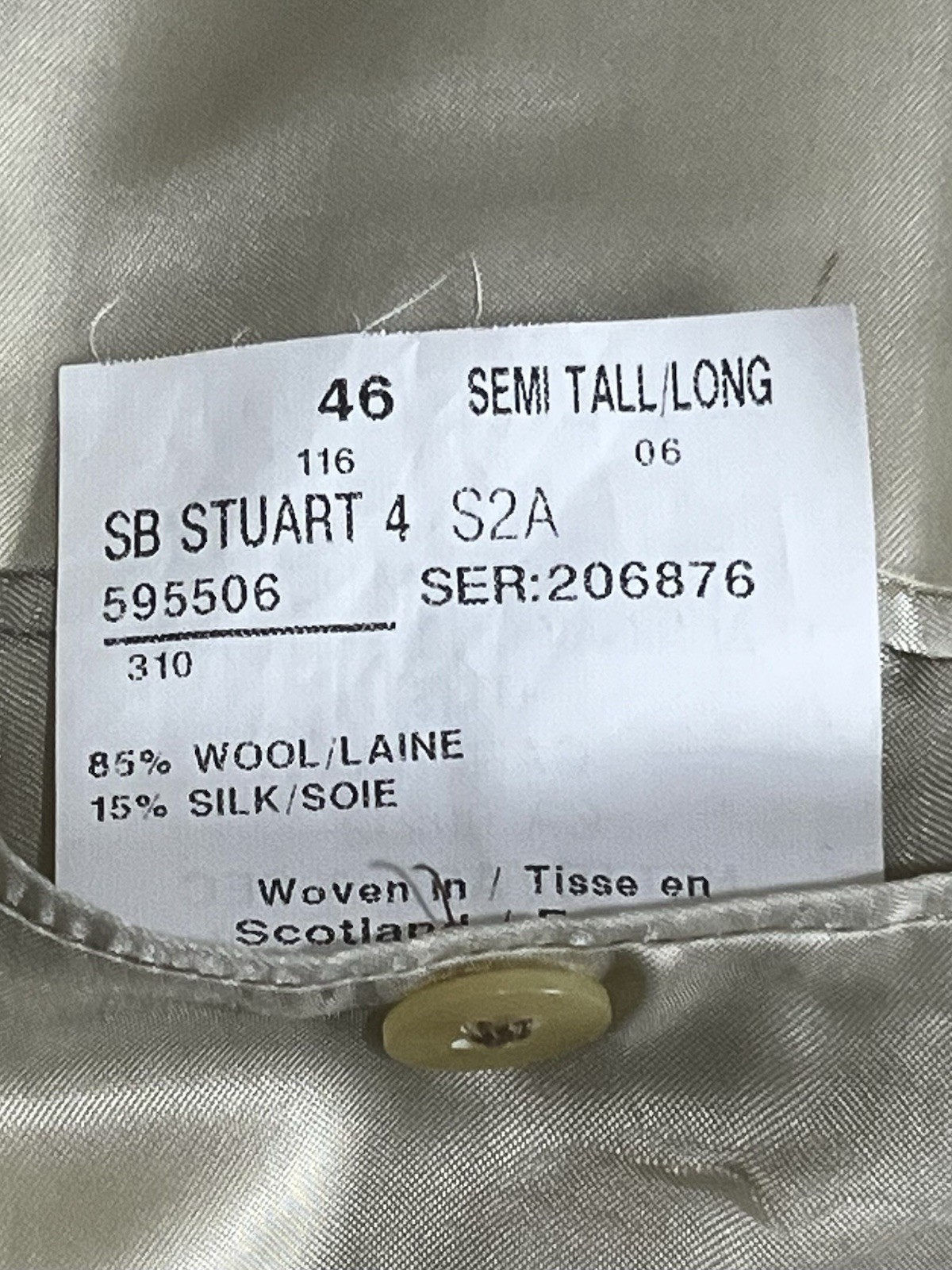 Paul Stuart Samuelsohn Wool Silk Weave Golden Beige Plaid Blazer Sport Coat 46L