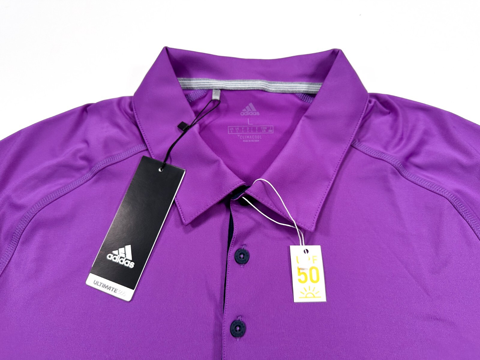 Adidas Ultimate 365 L Purple Performance Golf Polo Short Sleeve Climacool NEW