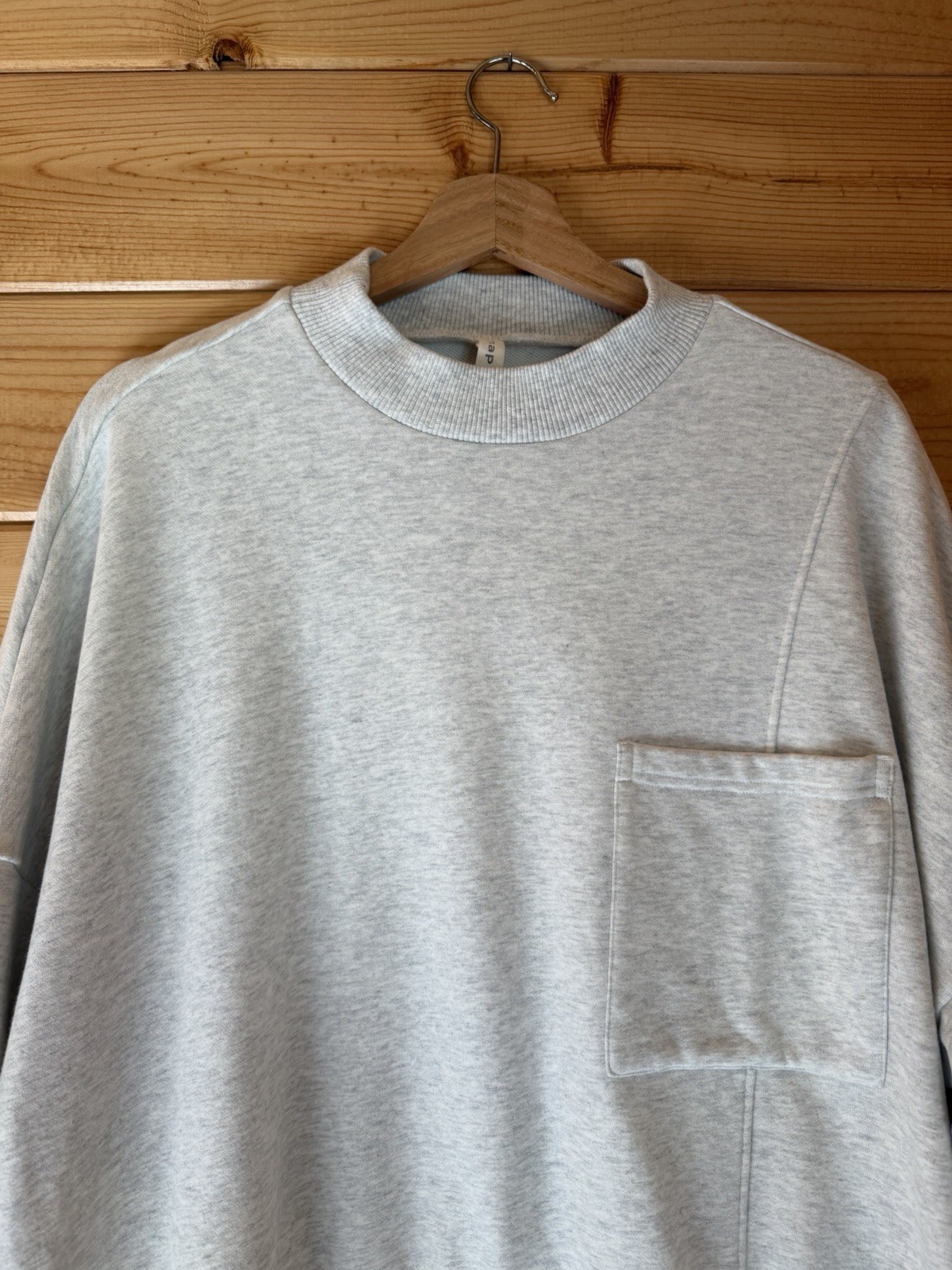 Nap Loungewear Gray Drawstring Hem Cotton Pullover Sweatshirt Cozy Hi Low Sz Lg