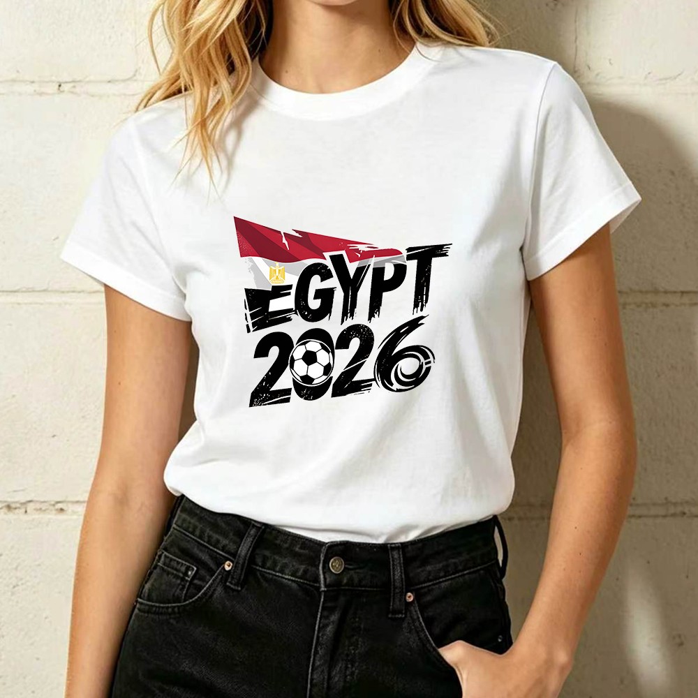 Egypt 2026 Soccer Flag Print T-Shirt Women’s Stylish Sports Enthusiast Shirt
