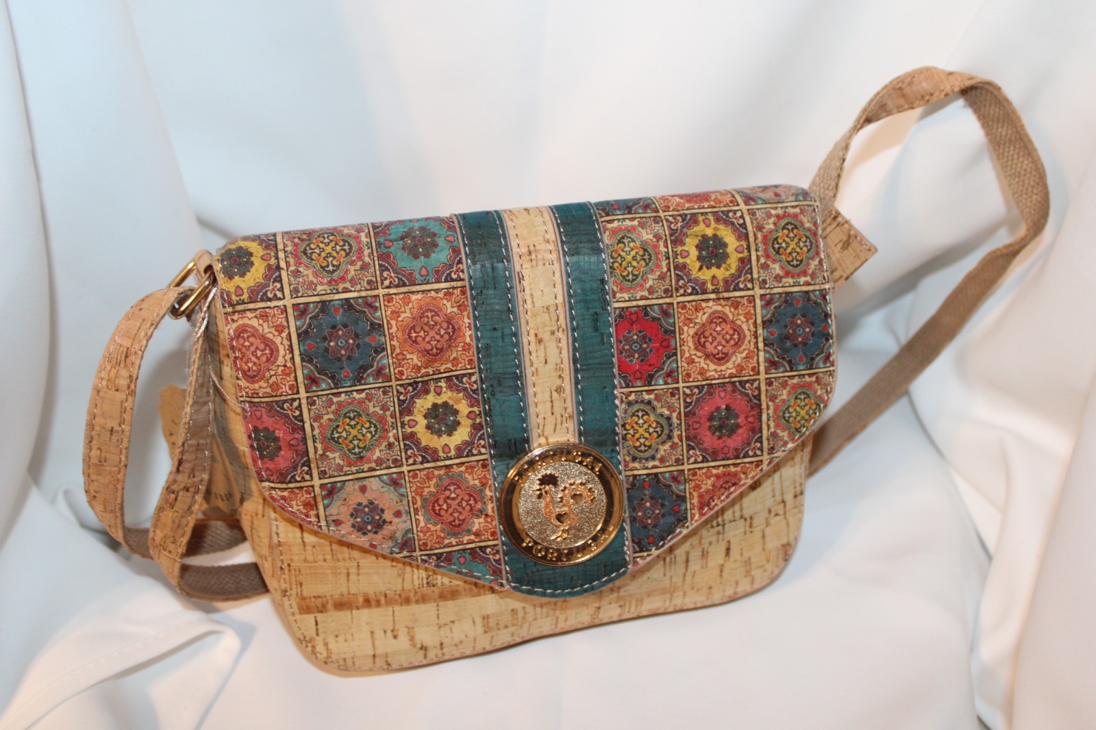 NWT 100% cork crossbody Portugal handcrafted colorful eco-friendly boho chic