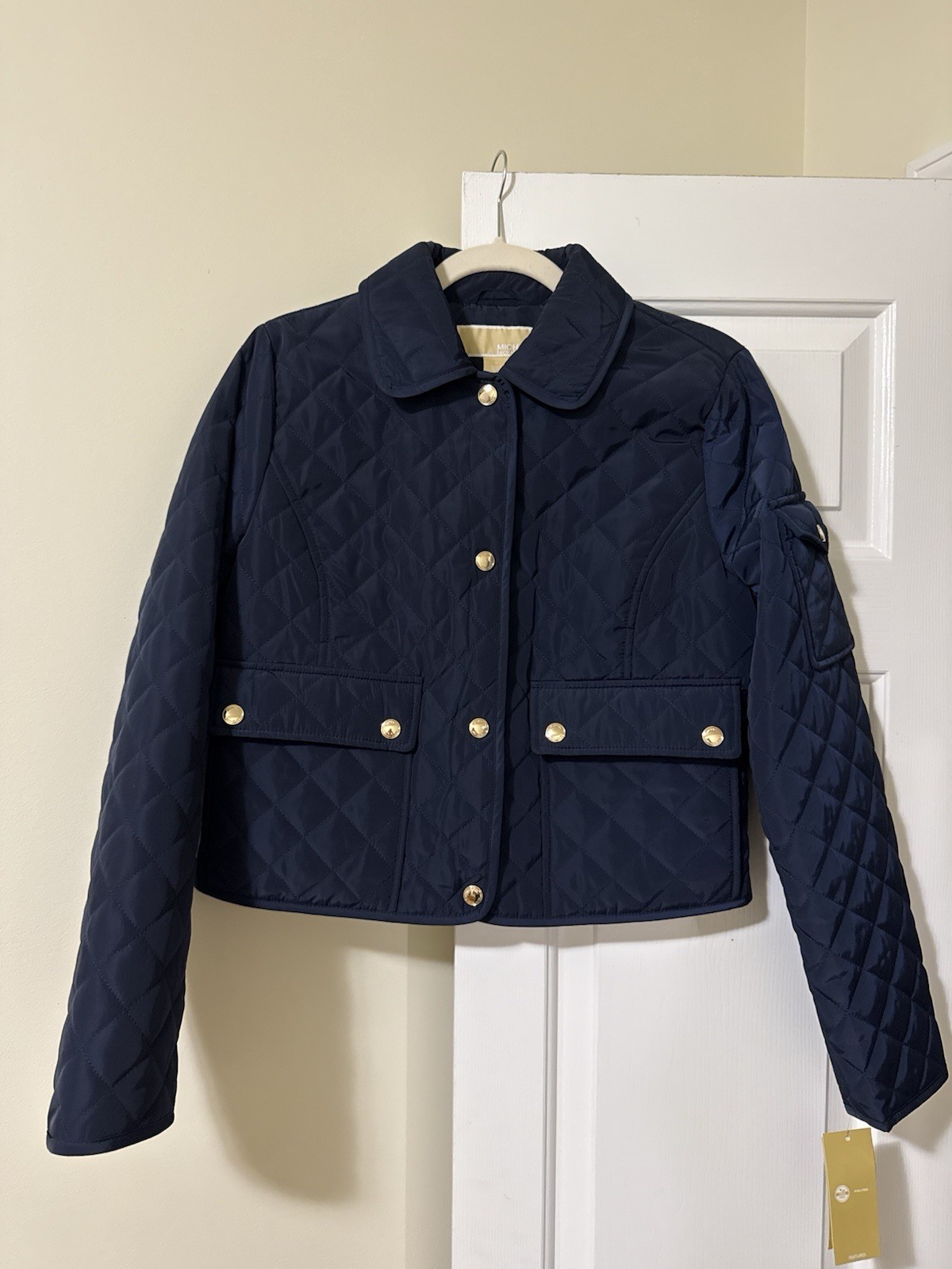 Michael Kors Women’s Blue Quilted Button Front Jacket Size S