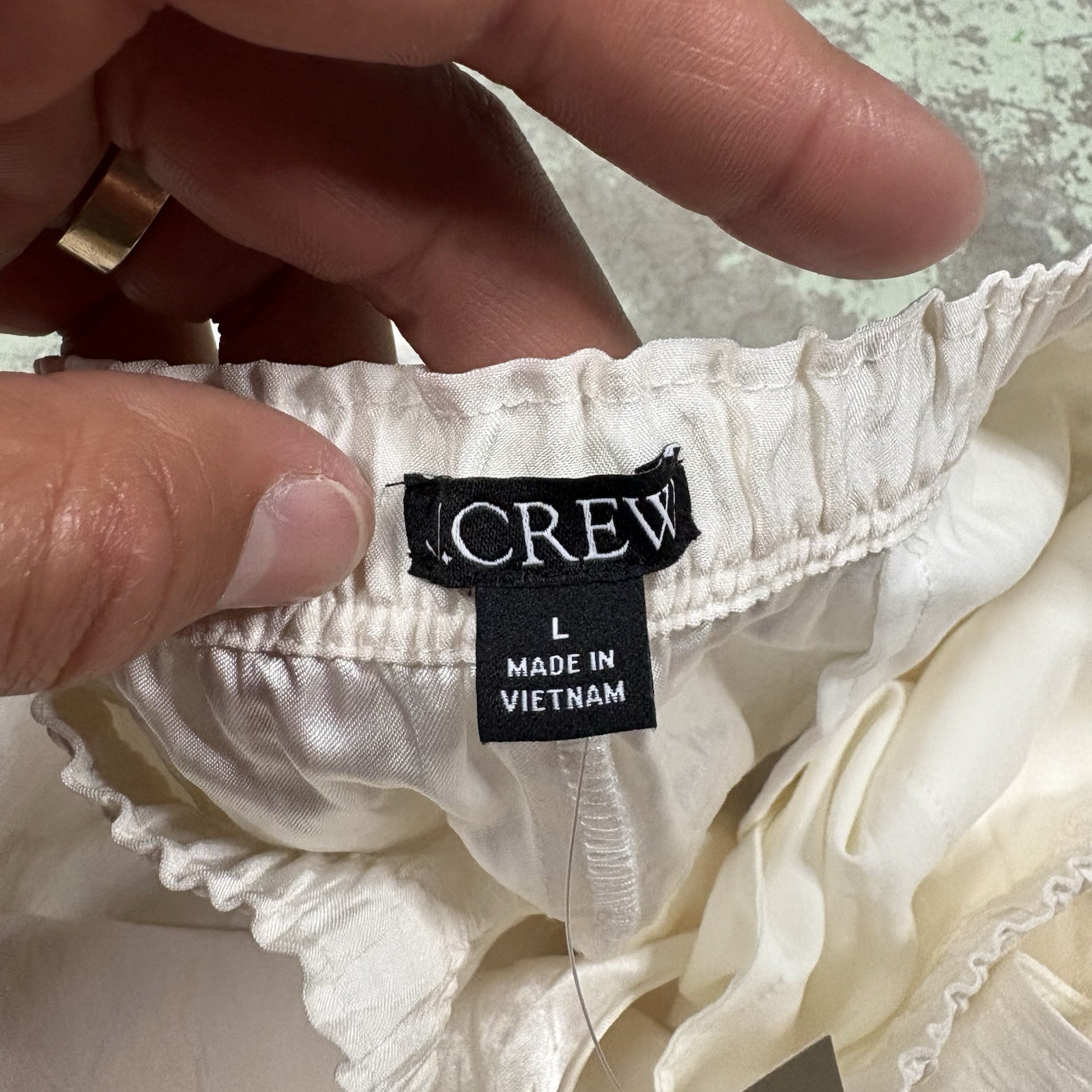J. Crew Stratus Pant in Textured Satin Women’s Size Large Ivory Classic City NEW
