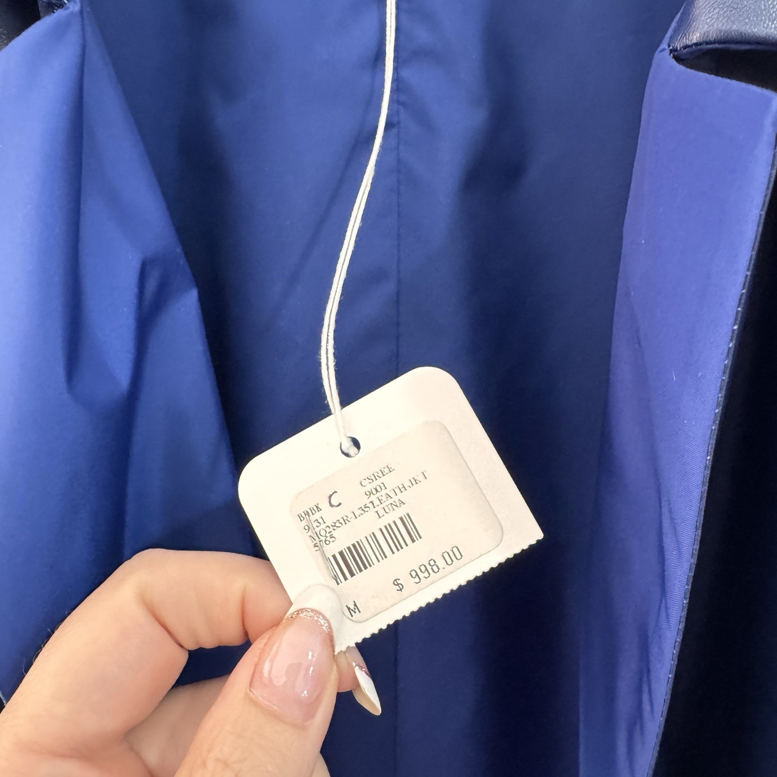NWT Lafayette 148 New York Jacket Coat $998 M Leather Reversible Blue Drapey